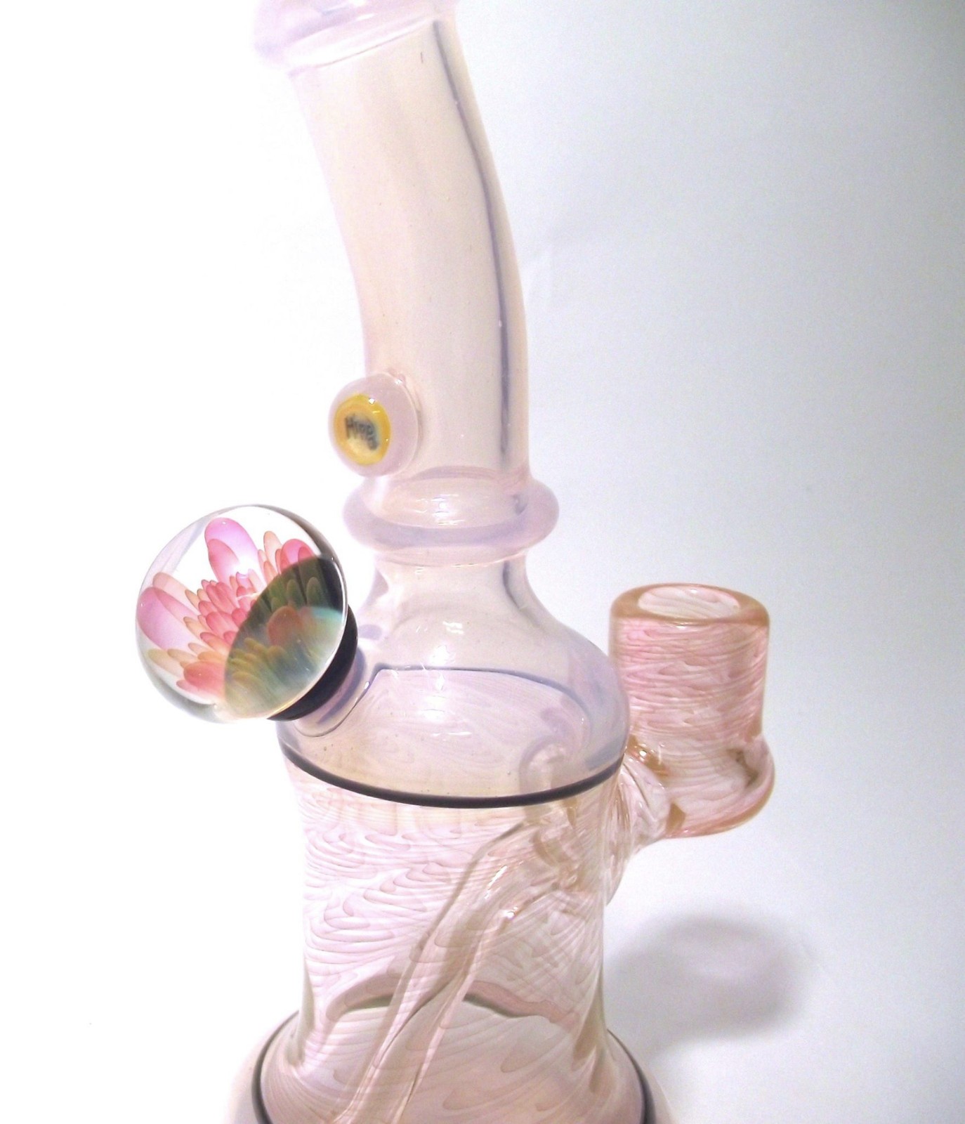 Hippo Glass Fumed Pink/Purple Heady Glass Marble Piece with Case and Accessories