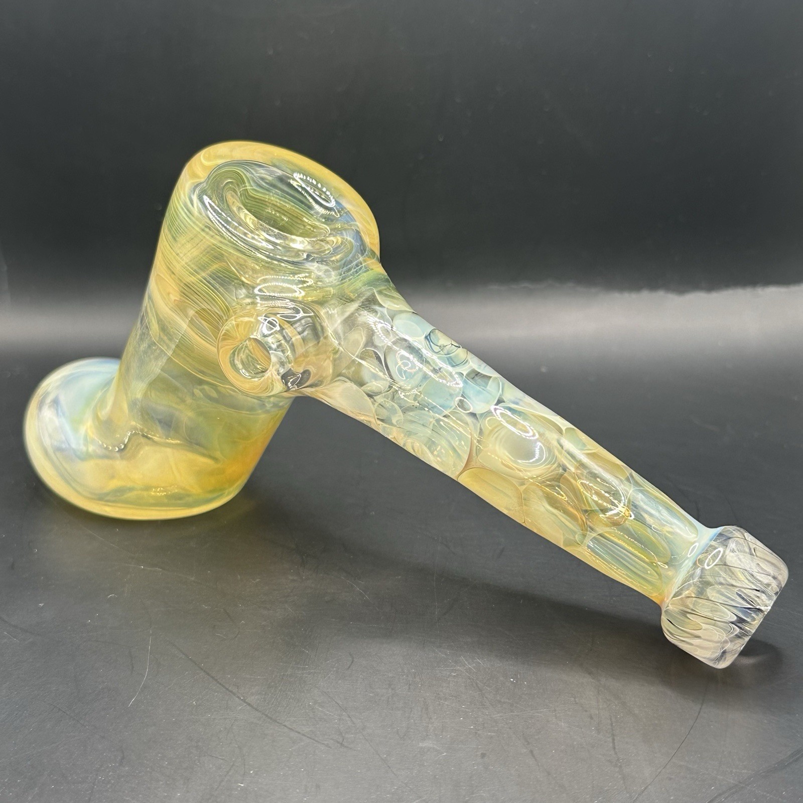 Cam Tower Heady Glass Hammer Pipe Gold And Silver Fumed