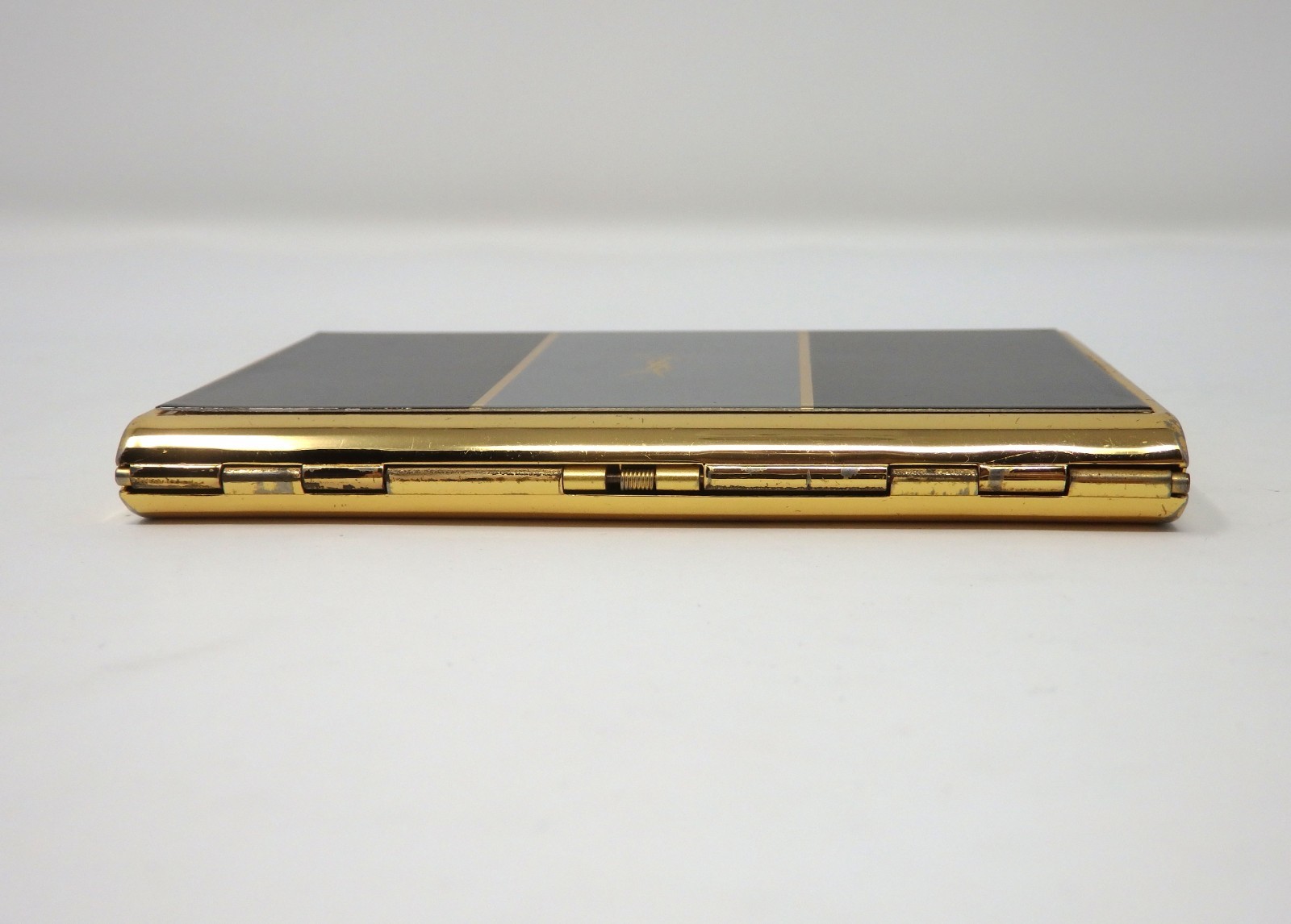 YVES SAINT LAURENT YSL Logo Vintage Cigarette Holder Card Case Gold Black Gray