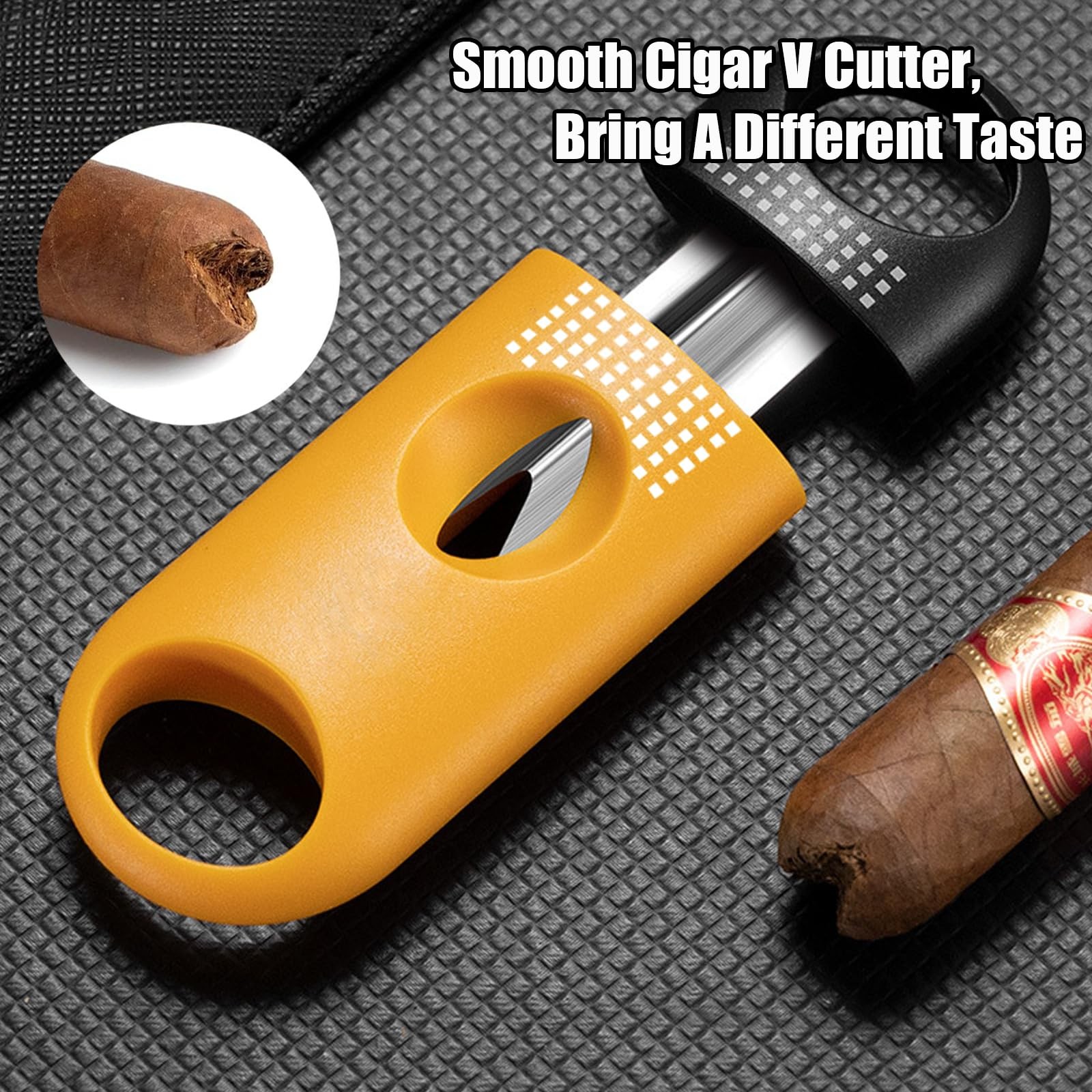 Cigar Cutter Set, with Straight Cutter, V Yellow