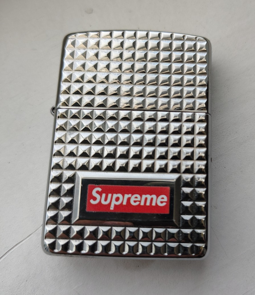 Supreme Diamond Cut Zippo Lighter Silver With Red Box Logo 2017 (rare)