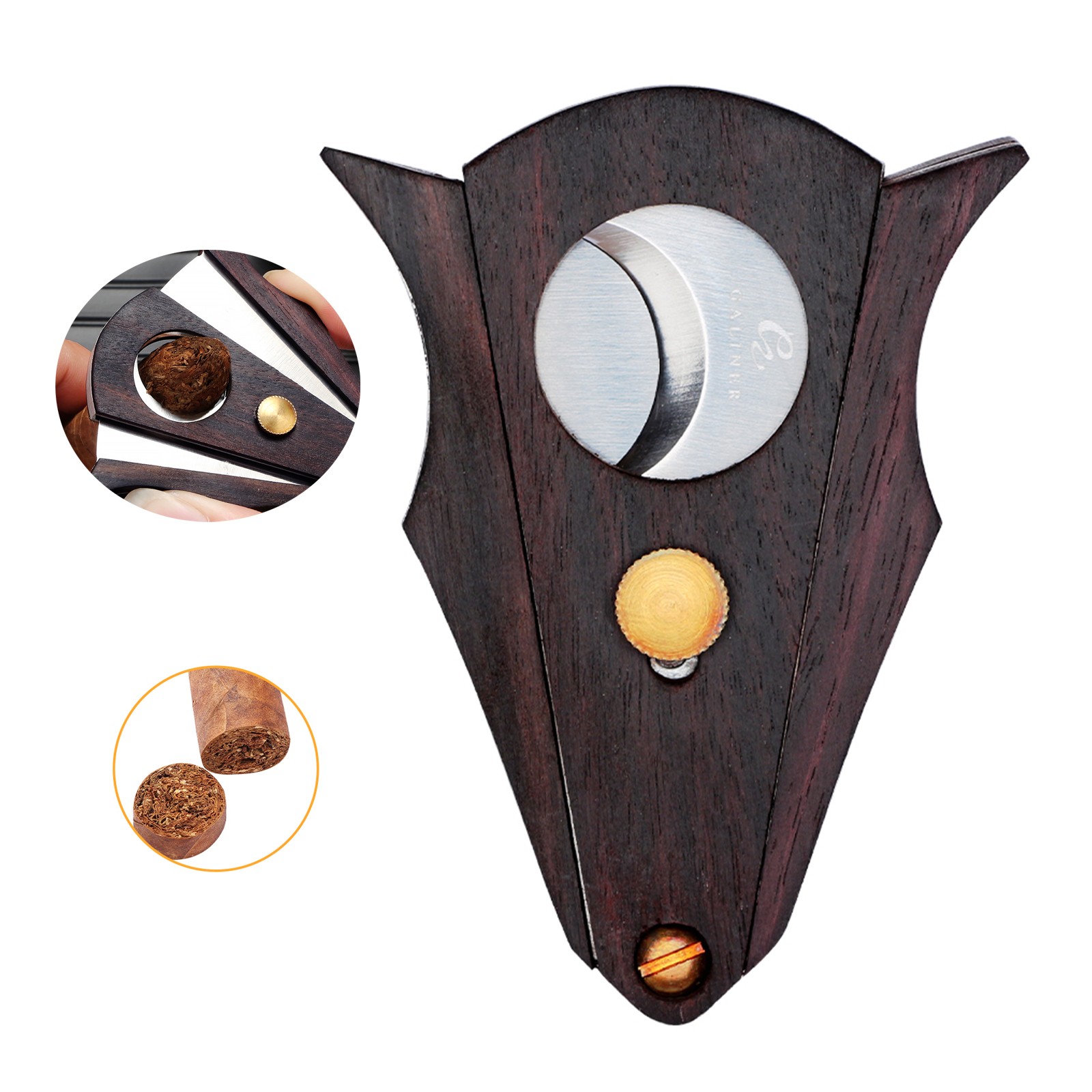 Galiner Travel Cigar Cutter Double Sharp Stainless Steel Blade Vintage Portable
