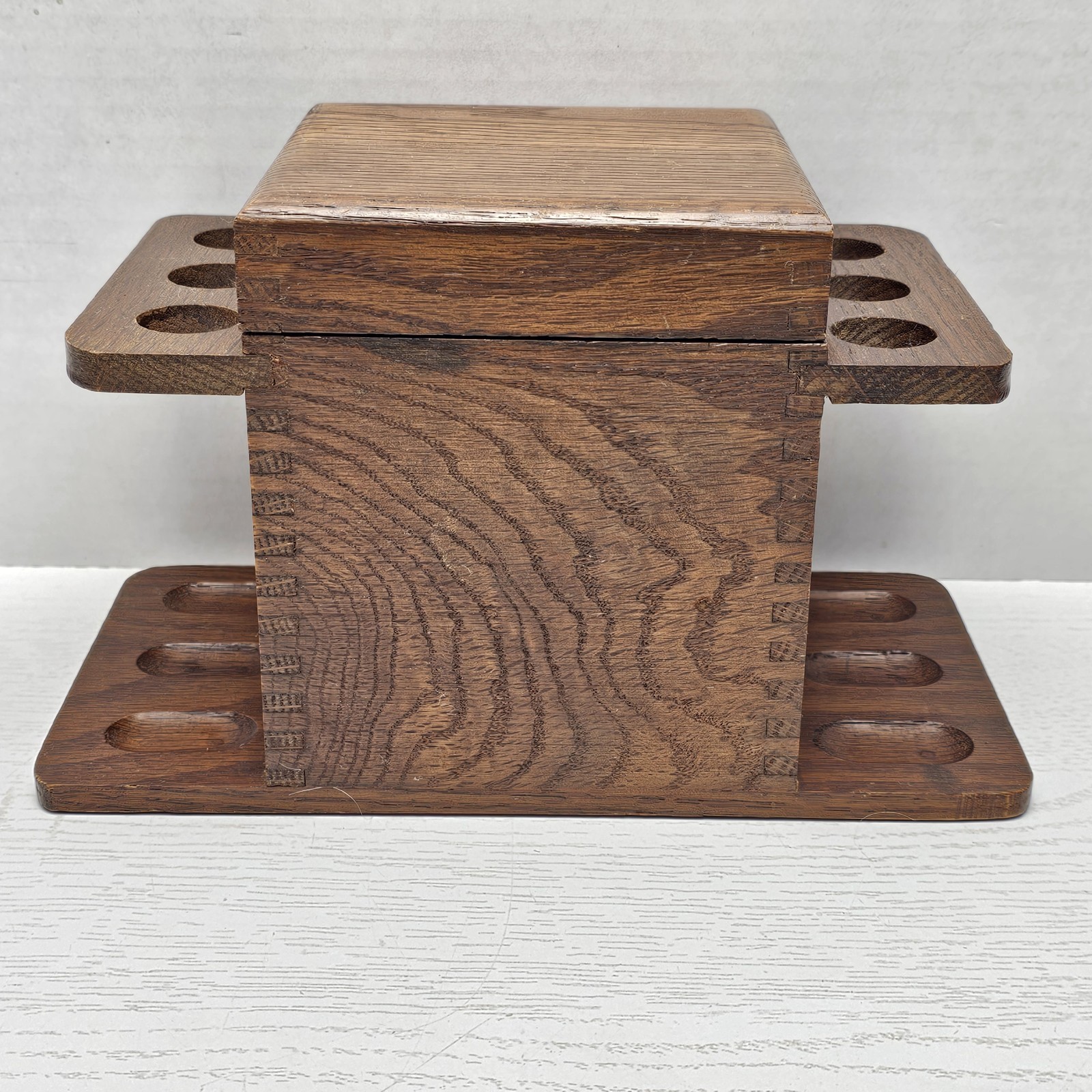 Vintage Decatur Tobacco Humidor 6 Pipe Stand Box Dovetail Walnut Storage USA