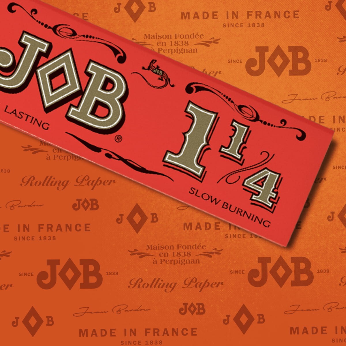 JOB Orange Papers 100 COUNT Box JOB 1 1/4 Pre-Price 78mm Rolling Cigarette Paper