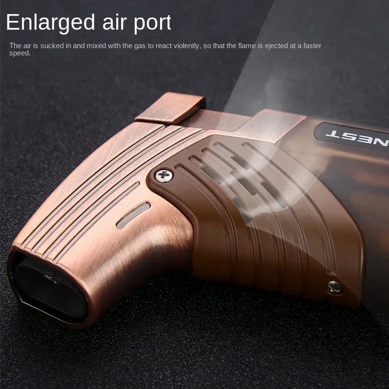 Windproof Cigar Lighter 2 Jet Torch Plastic Gas Butane Blue Flame Cigar Smoking