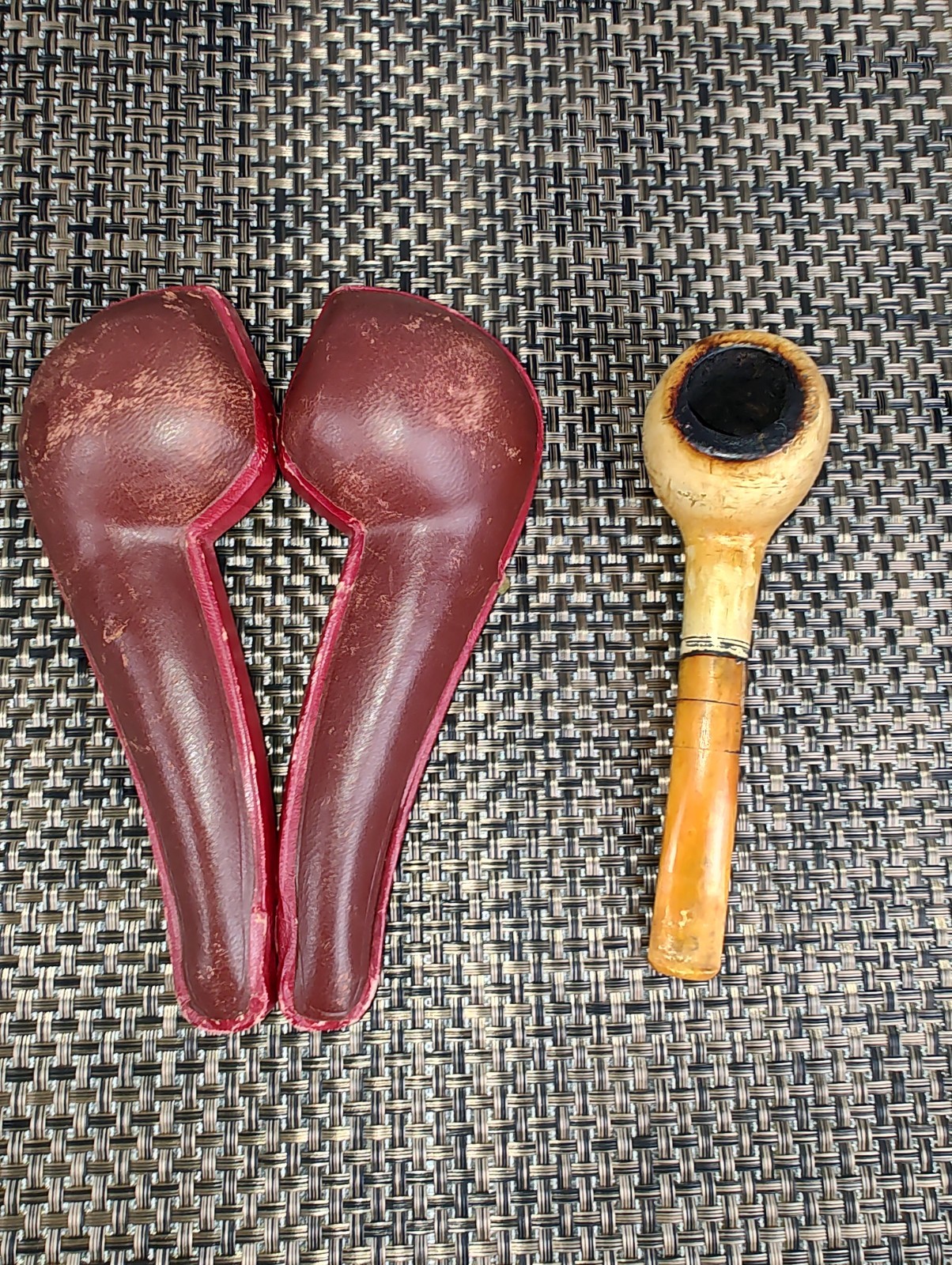Vintage Genuine Pioneer Meerschaum Real Amber Tobacco Pipe w/Lined Case