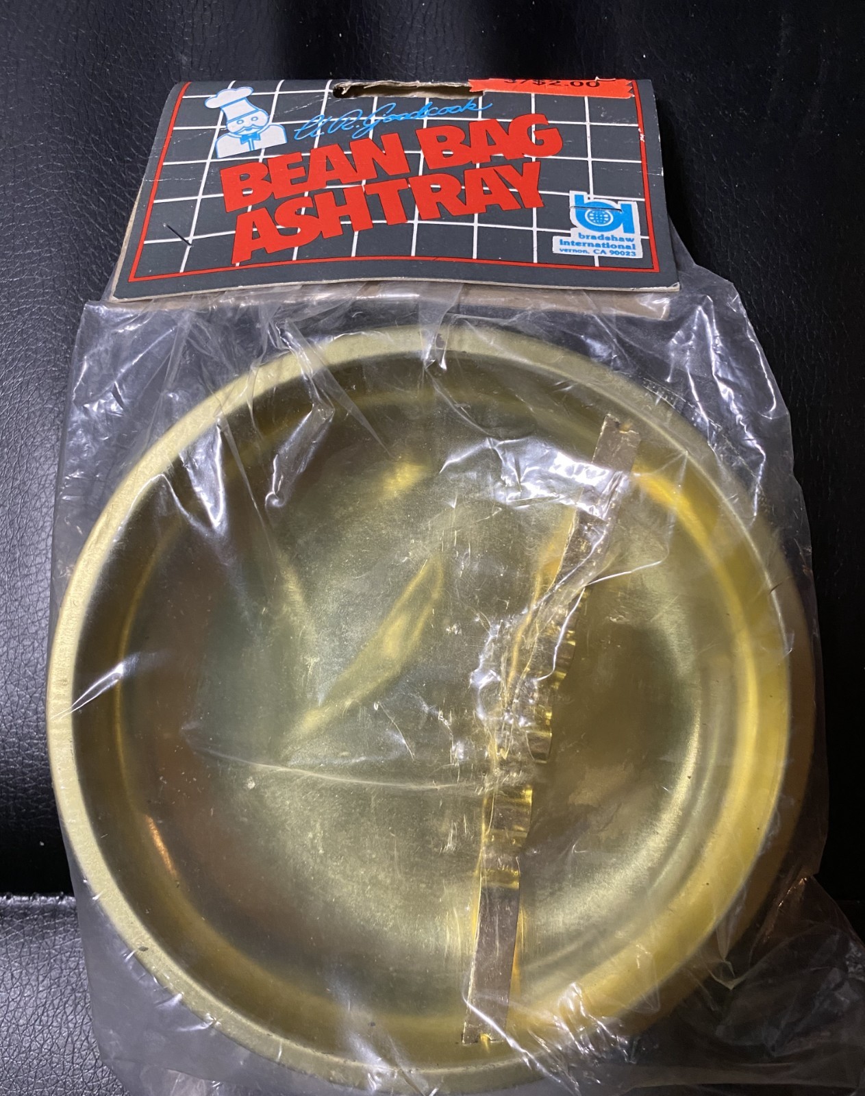 Vintage 1970’s Retro Plaid Bean Bag Metal Ashtray Brand New In Pack