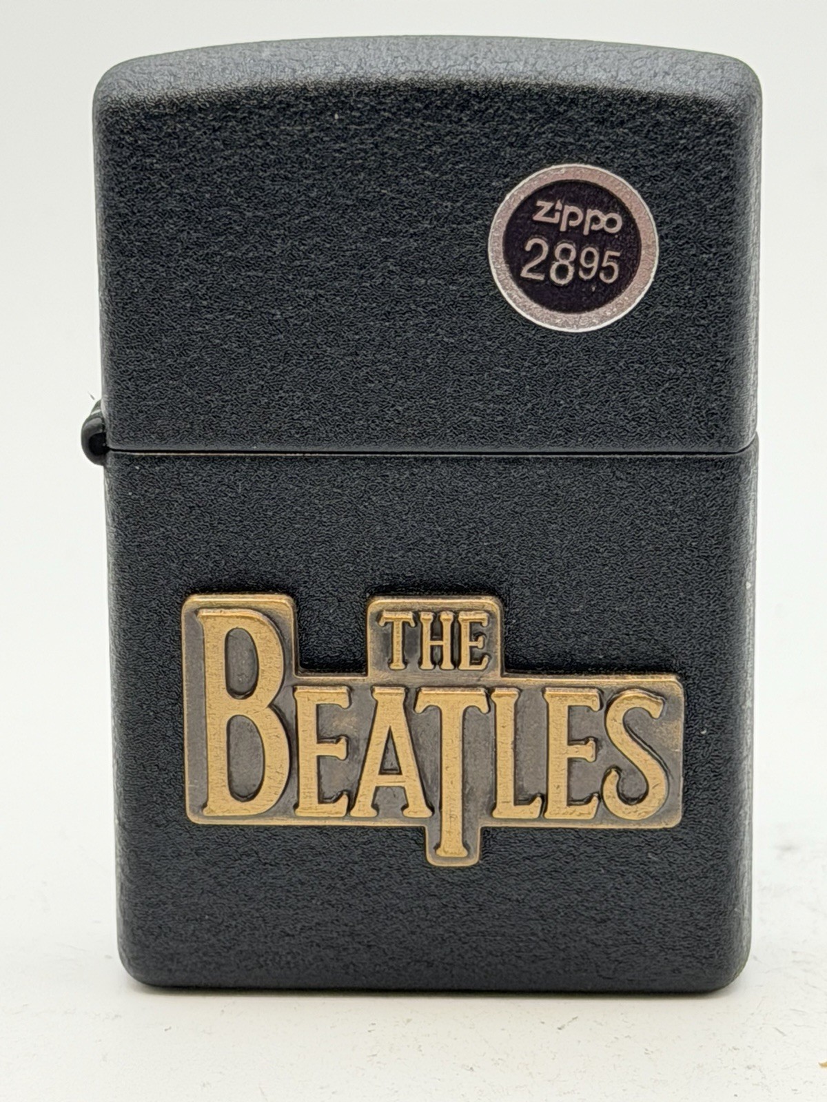 1997 Beatles Gold Emblem Black Crackle Zippo Lighter W/ Casual Men’s Watch Mint