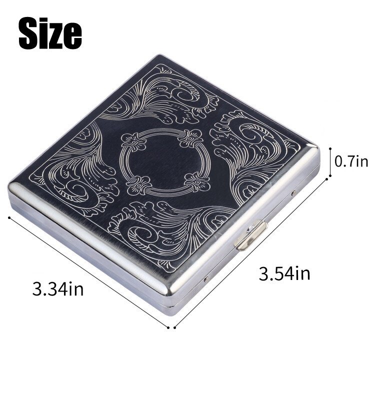 Silver Vintage Metal Pockets Cigarette Case Holder Wallet Storage Double Sided