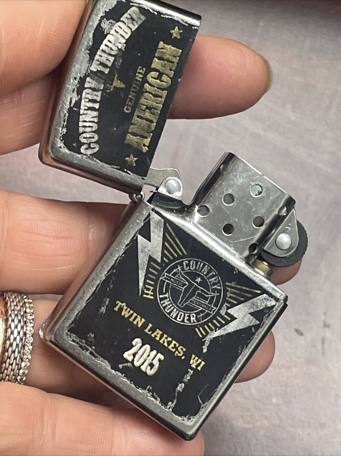 Zippo Lighter E15 Country Thunder Genuine American Twin Lakes Wi