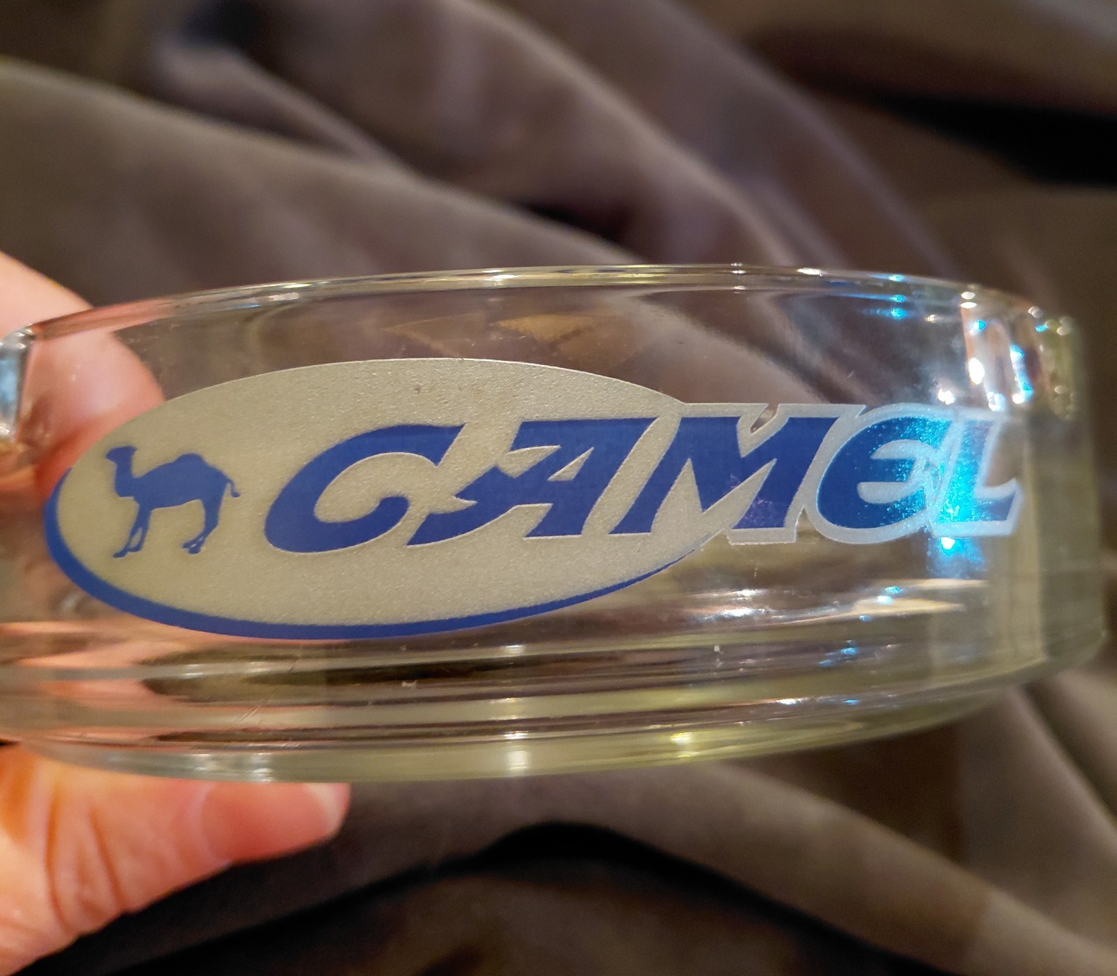 Camel Branded Clear Glass Round Ashtray Cigarette Advertising Y2K Promo