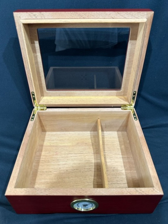 Mantello Cigar Humidor Glass Top & Mahogany Cedar Humidor Box with Hygrometer
