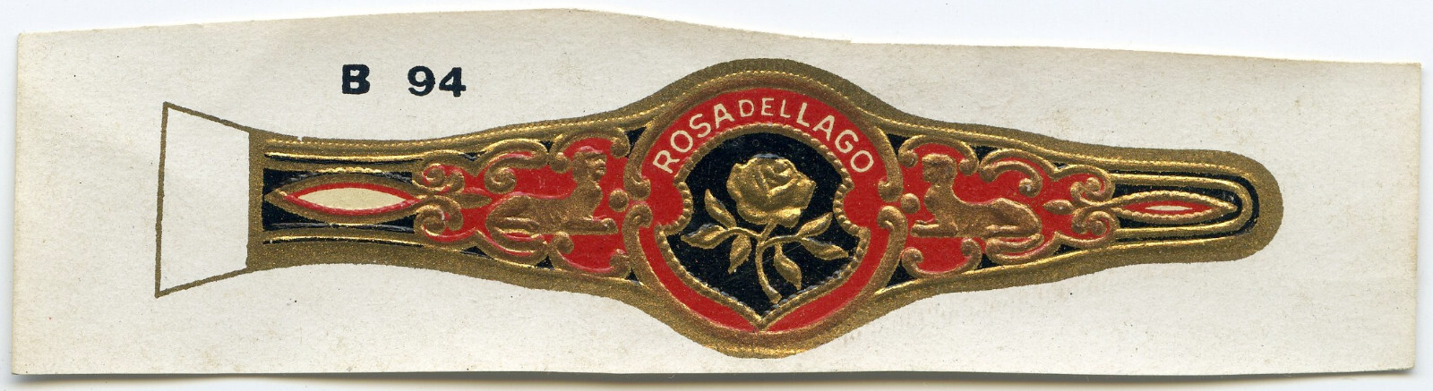 Vintage ROSADELLAGO ROSE B94 EMBOSSED N.O.S. CIGAR BAND LABEL H17