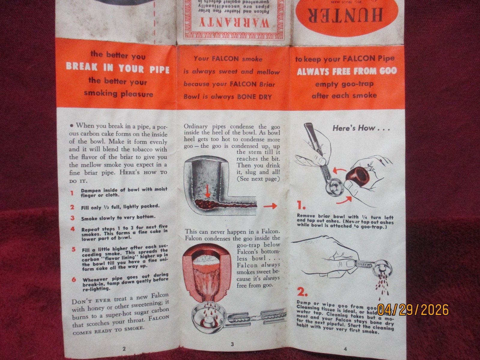 Original 1940’s Falcon Pipe Smokers Handbook Promotional Booklet