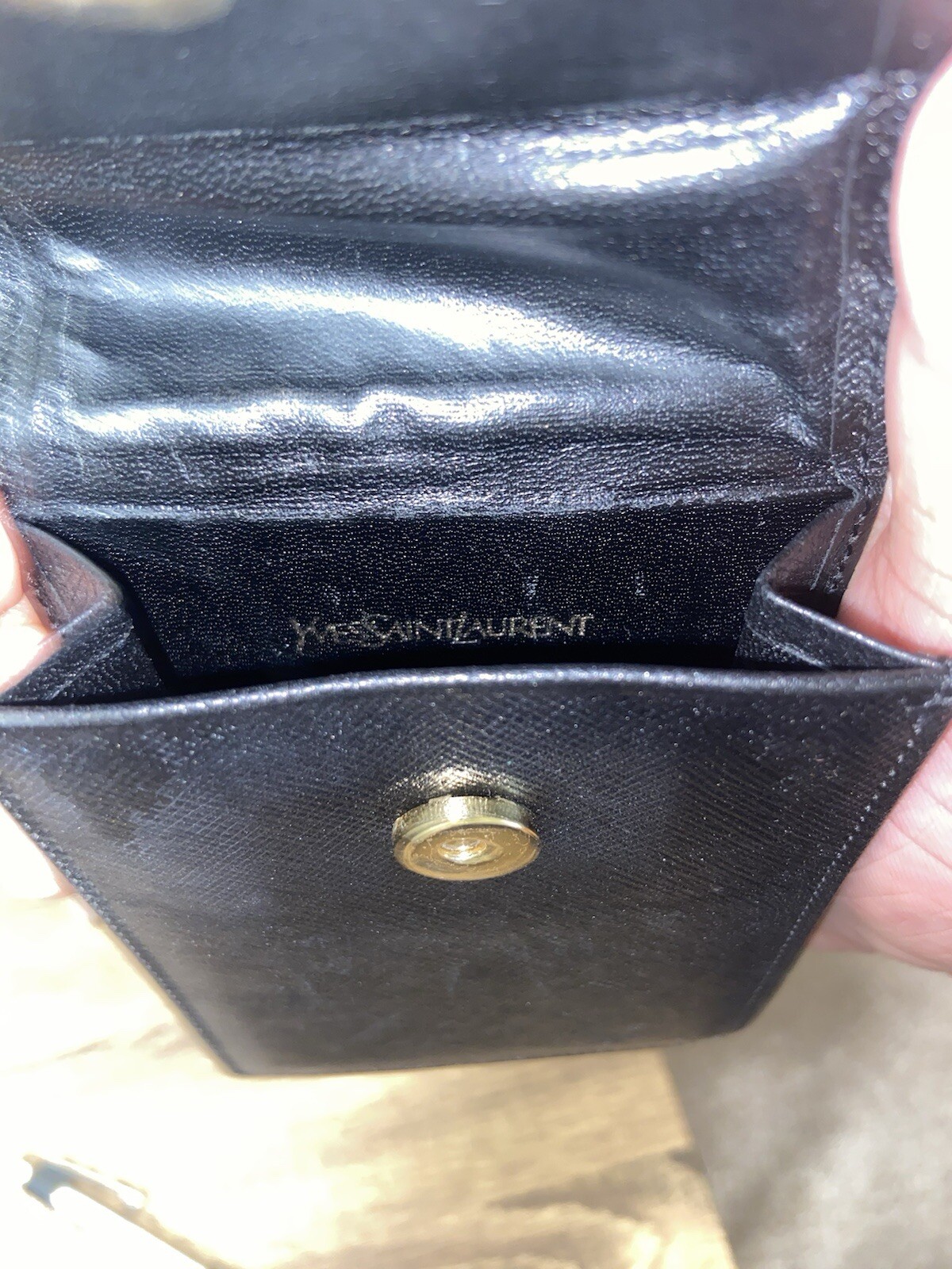 YSL Black Saffiano Leather Cigarette Case Pouch + Tie Bar Set, Good / New Cond.