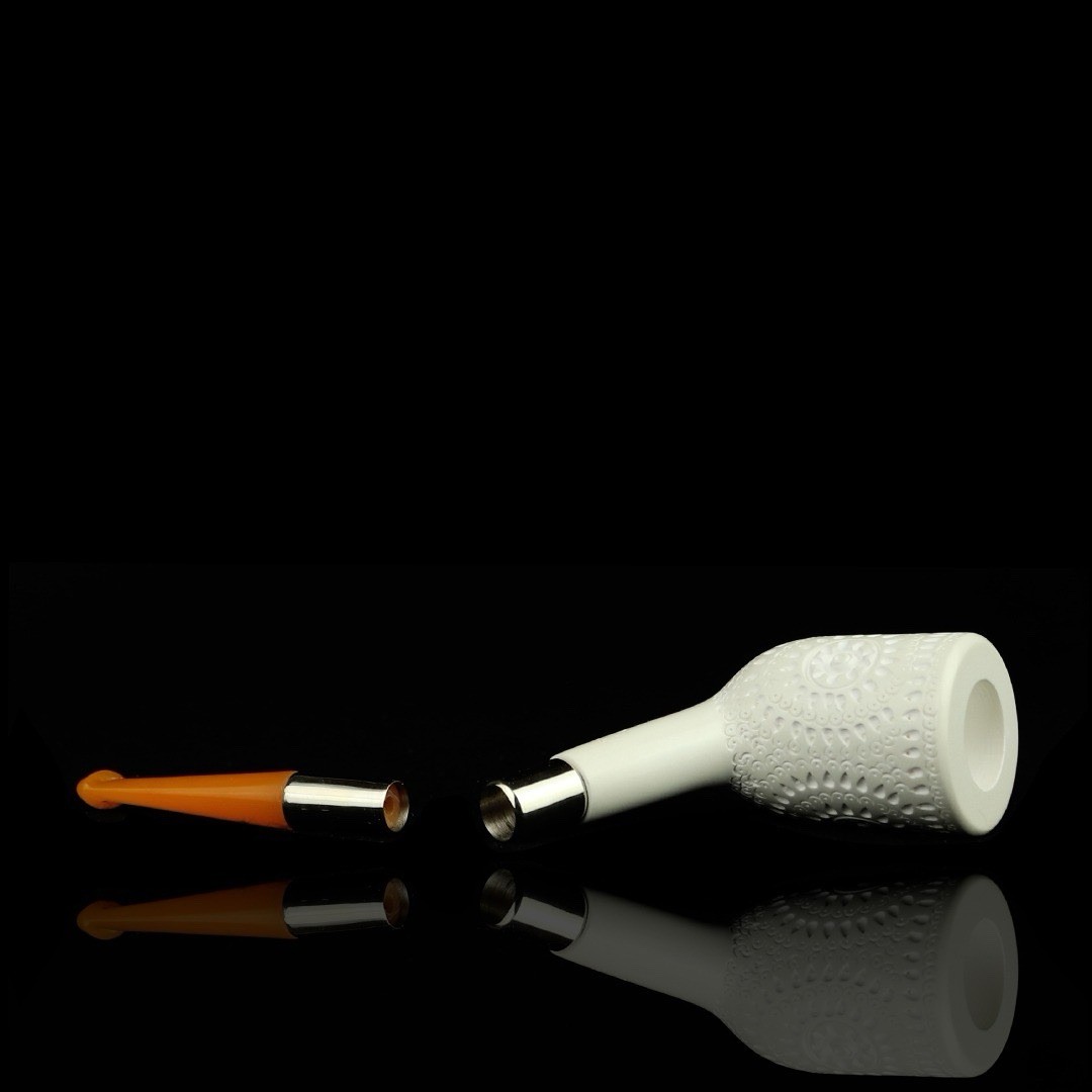 Silver Spigot Devil Anse Pipe By Ali -new-block Meerschaum Handmade Case#1846