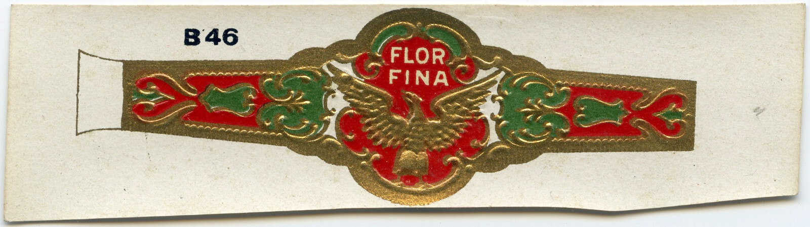 Vintage FLOR FINA GOLDEN EAGLE B46 EMBOSSED N.O.S. CIGAR BAND LABEL H17