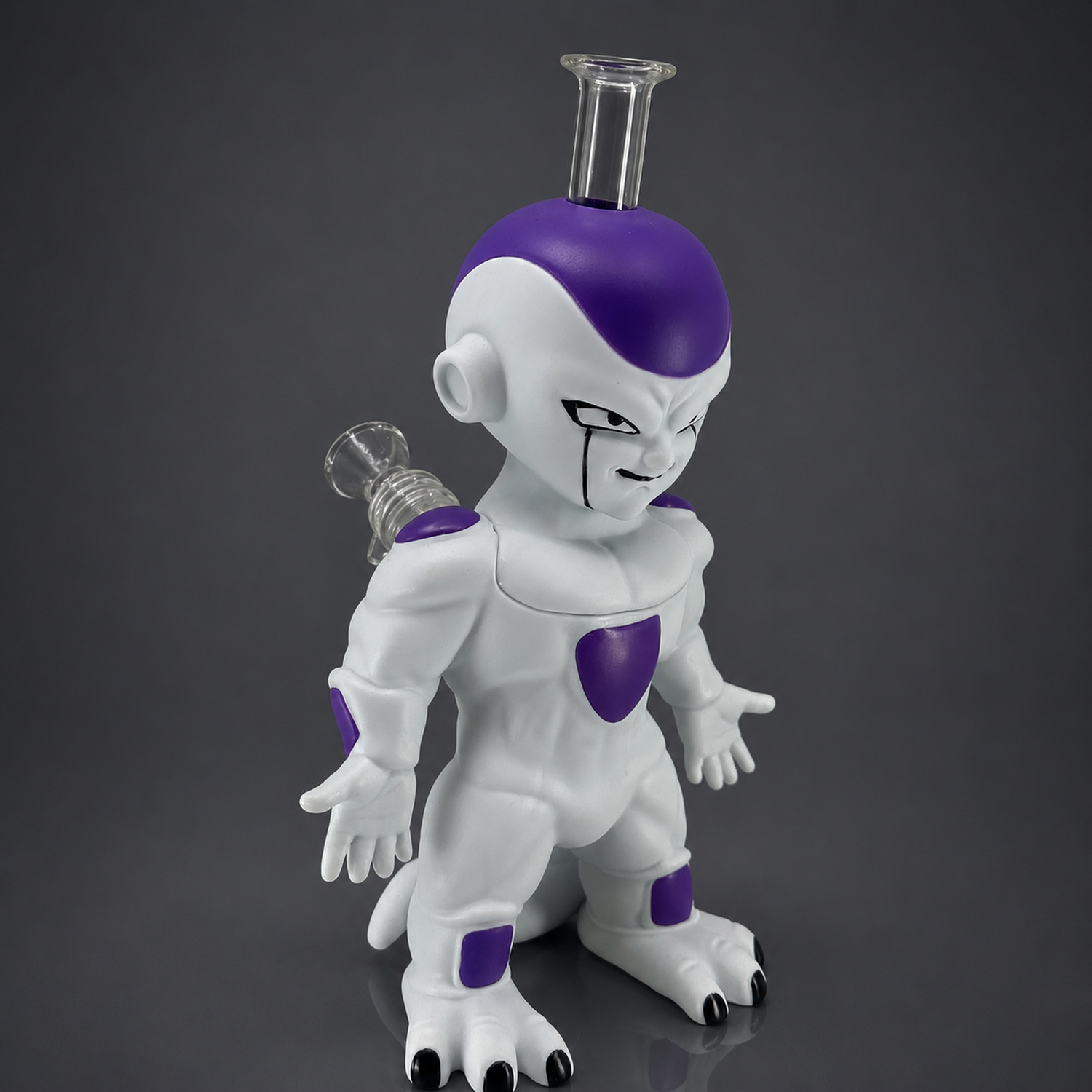 9″ White Purple Alien Overlord Silicone Bong Water Pipe Collectible 14mm Bowl