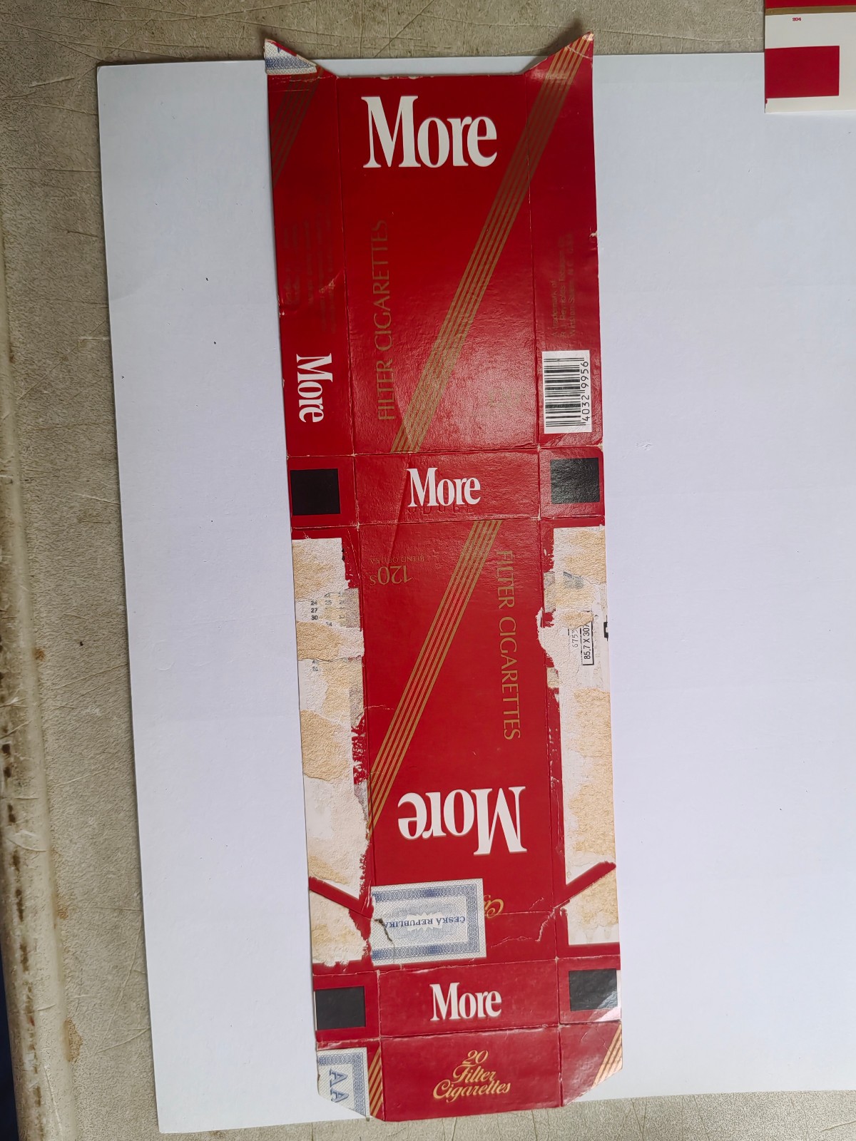 opened empty cigarette hard pack–120 mm-USA-More