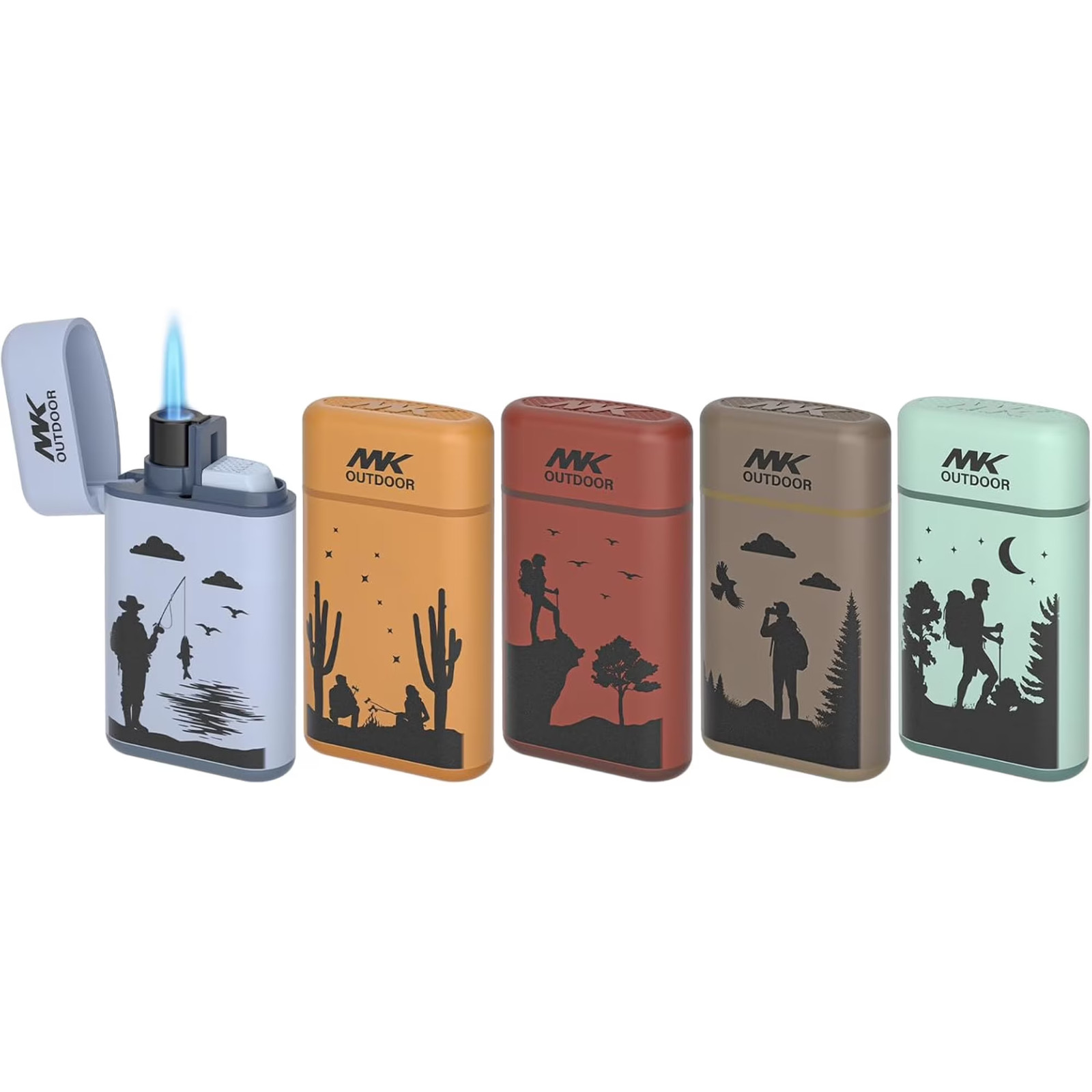 MK Windproof Lighter, Blue Flame, Suitable for Camping, Outdoor and Daily Use