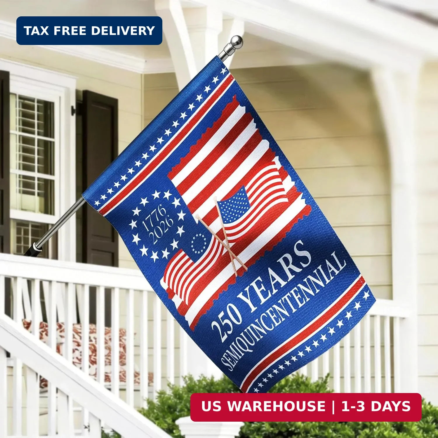 250 Anniversary USA Flag 4th of July Decorations 12×18 Inch Patriotic Garde…