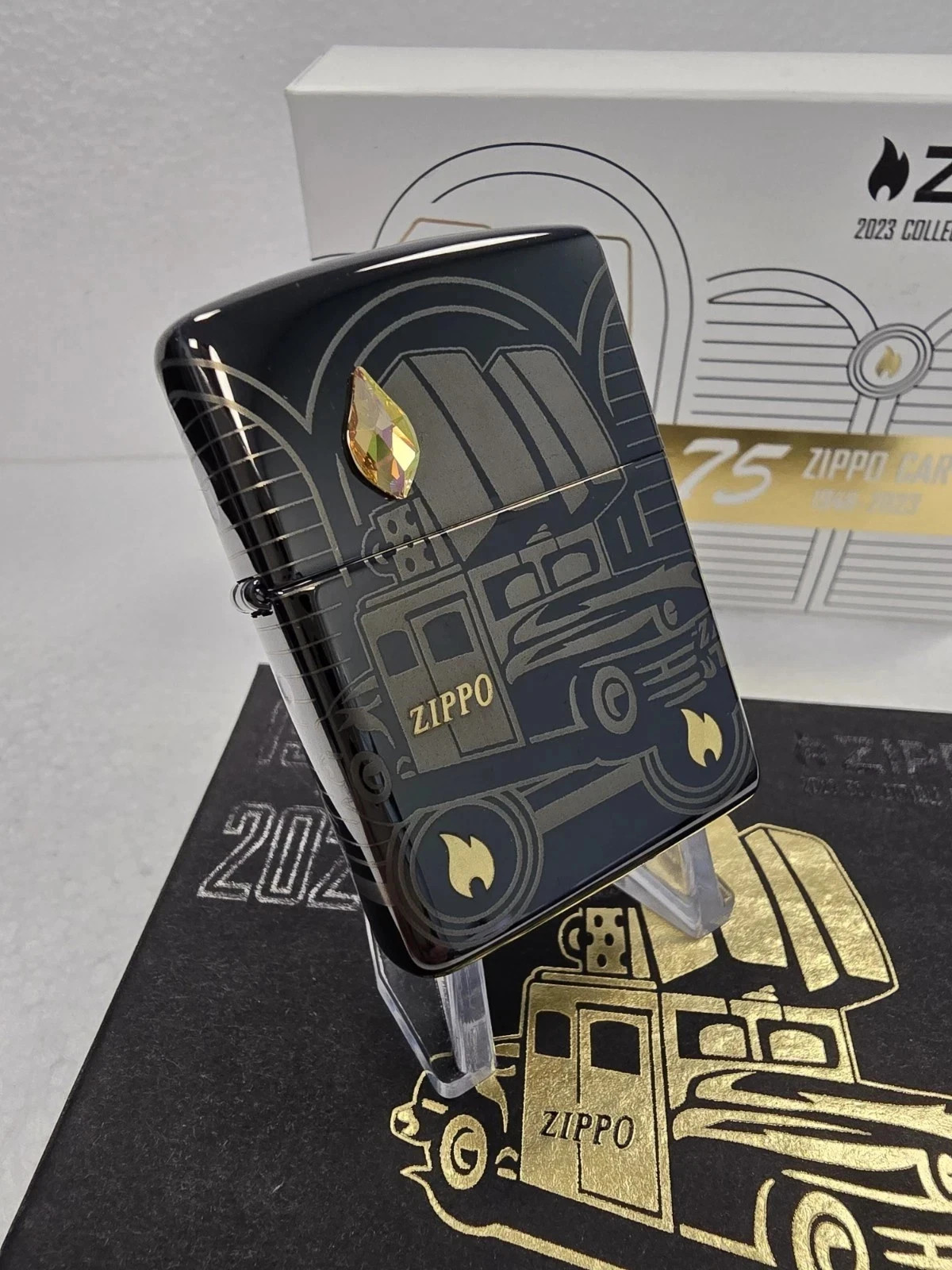 GENUINE Zippo ARMOR Lighter 2023 COTY USA 75 Years Chrysler HP Black NEW IN BOX