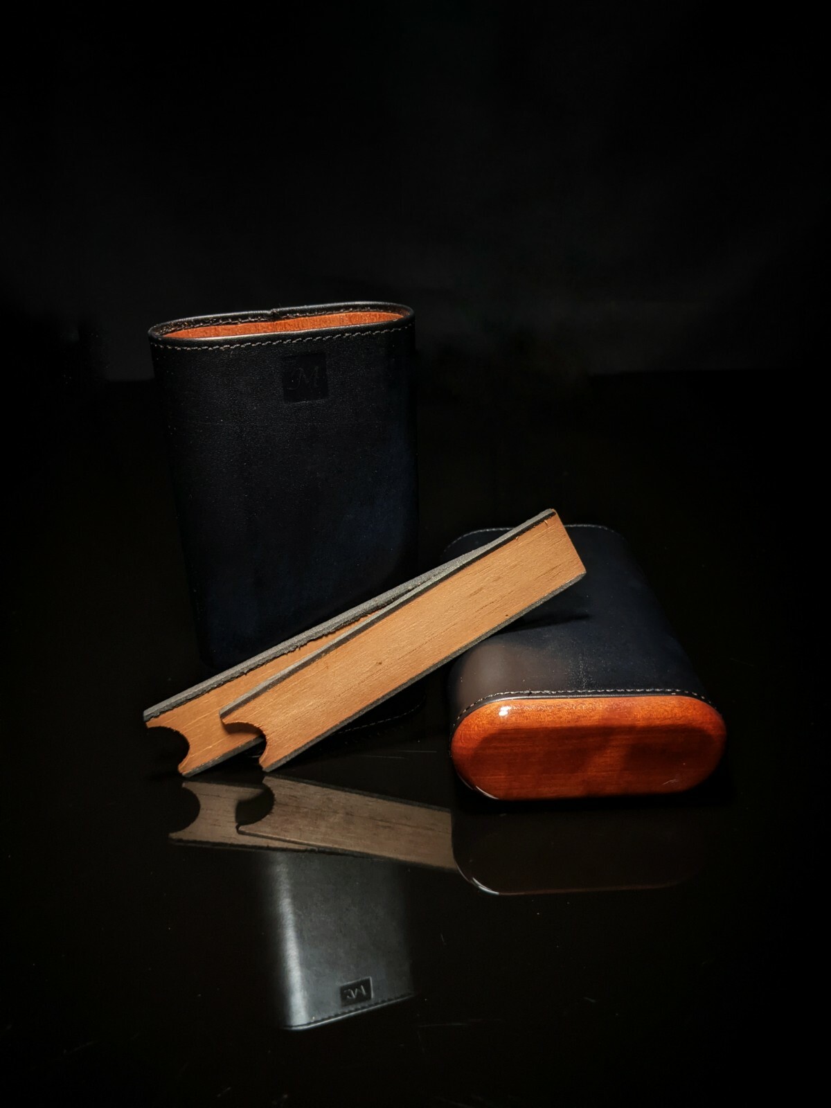 3 CIGAR BLACK LEATHER CASE 56 RING GAUGE | P/N: 1600227