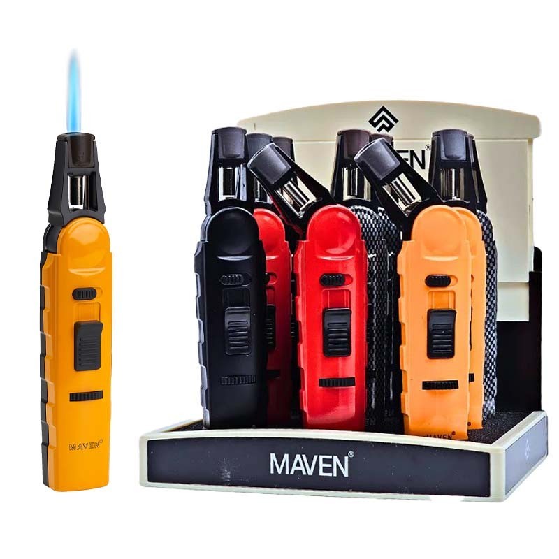 Maven Model 7 Torch Lighters 9 Pack Display Windproof Jet Flame Refillable