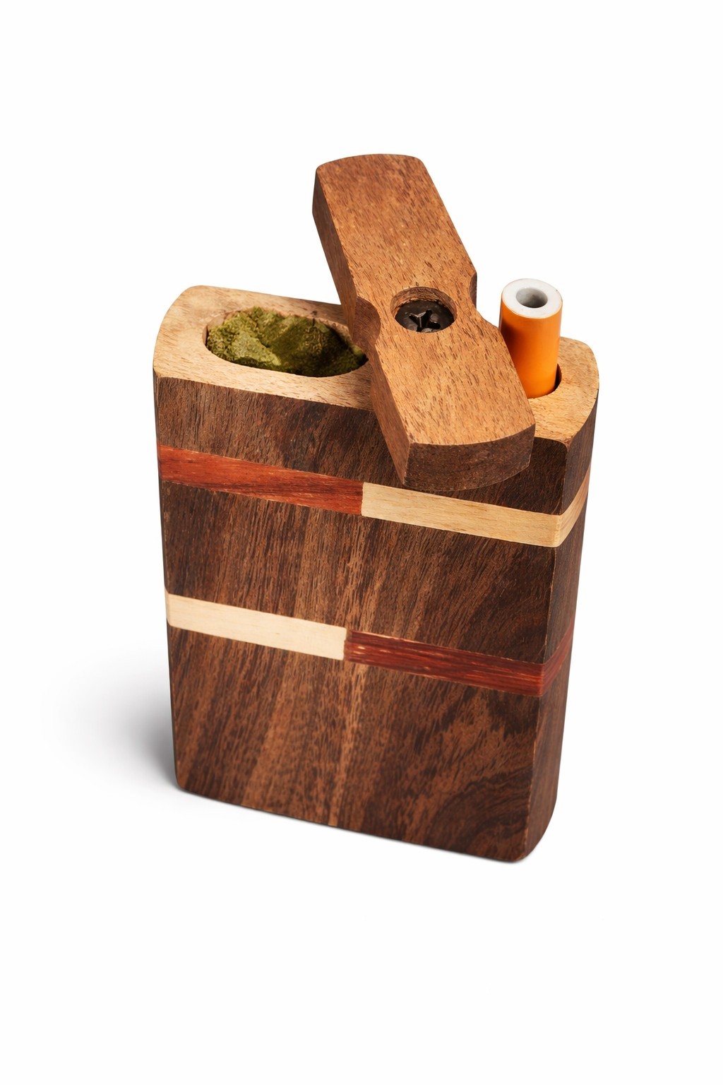 Wooden One Hitter Dugout with 3″ Hitter Metal Cigarettes Wood Dugout