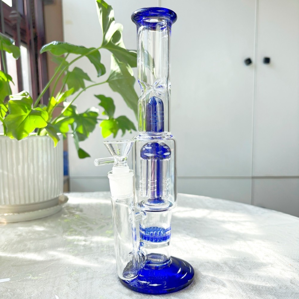 10” Jellyfish Perc Glass Bong Smoking Water Pipe Hookah Bubbler w/Bowl Blue USA