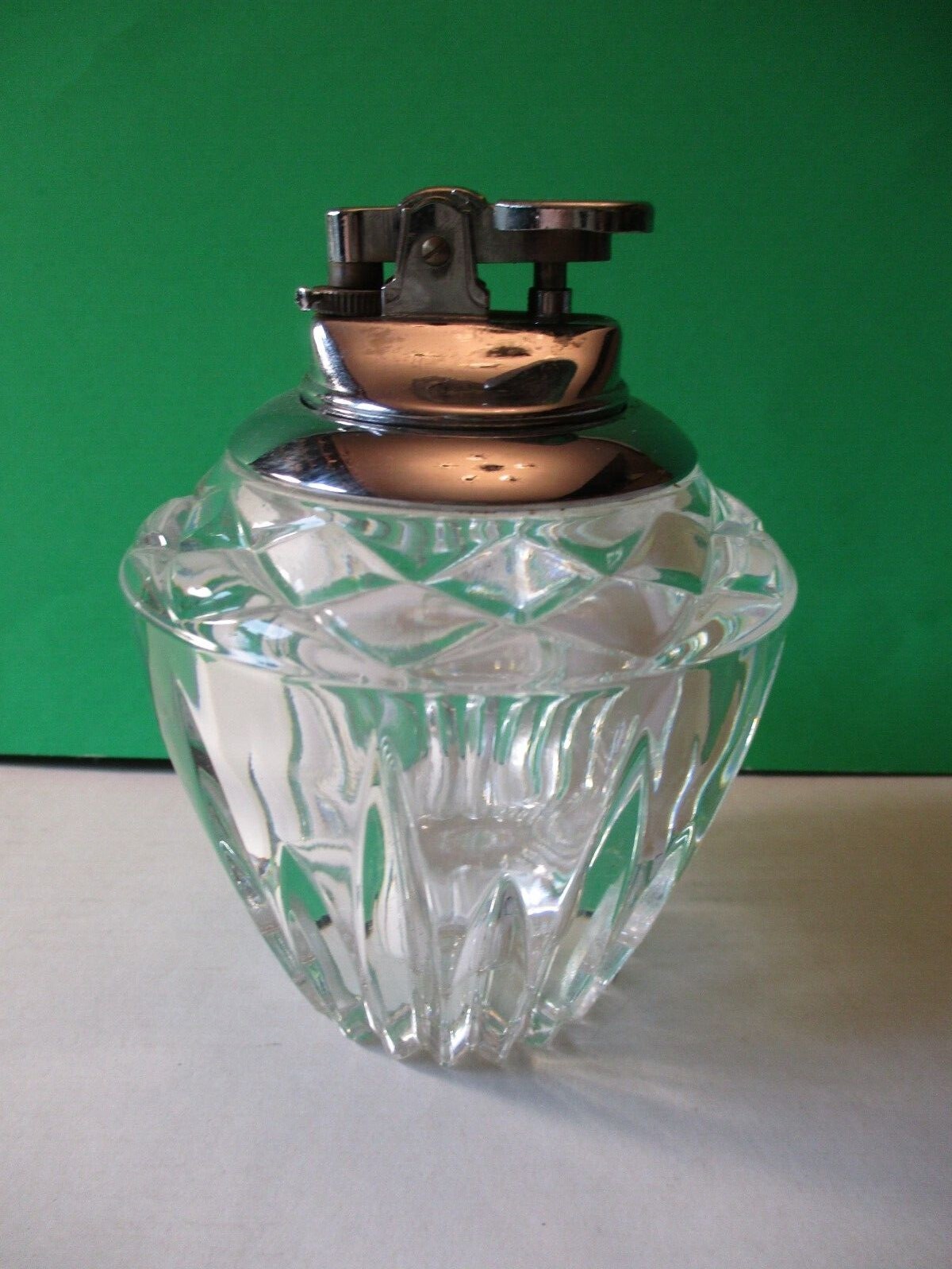 Vintage Princess House Clear Glass Crystal Gas Table Lighter 