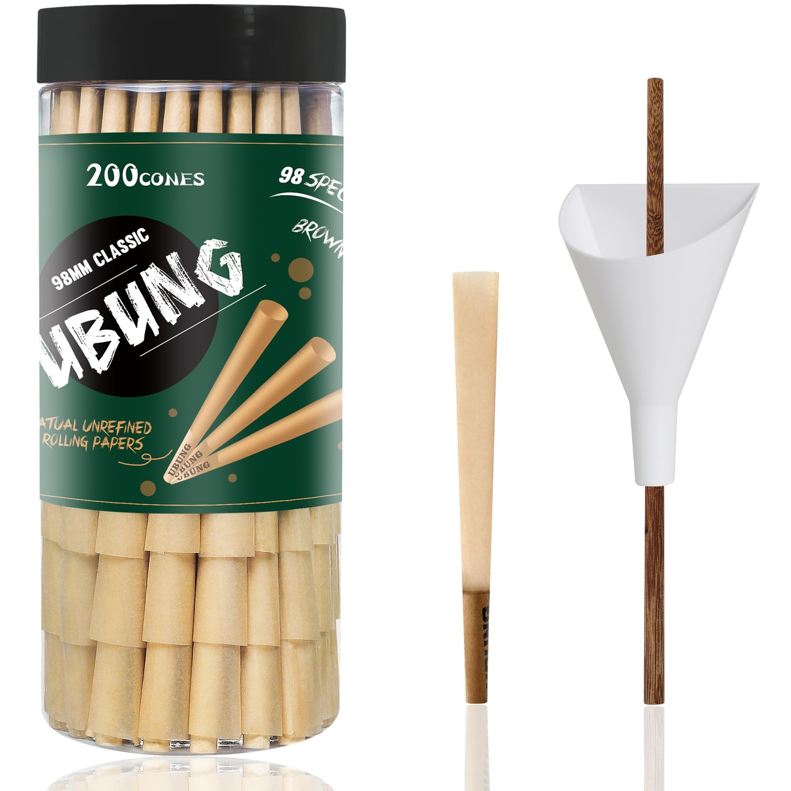 200 Pcs 98 Size Cones, Brown 98 Special Size Pre Rolled Cones With Tips Inclu…
