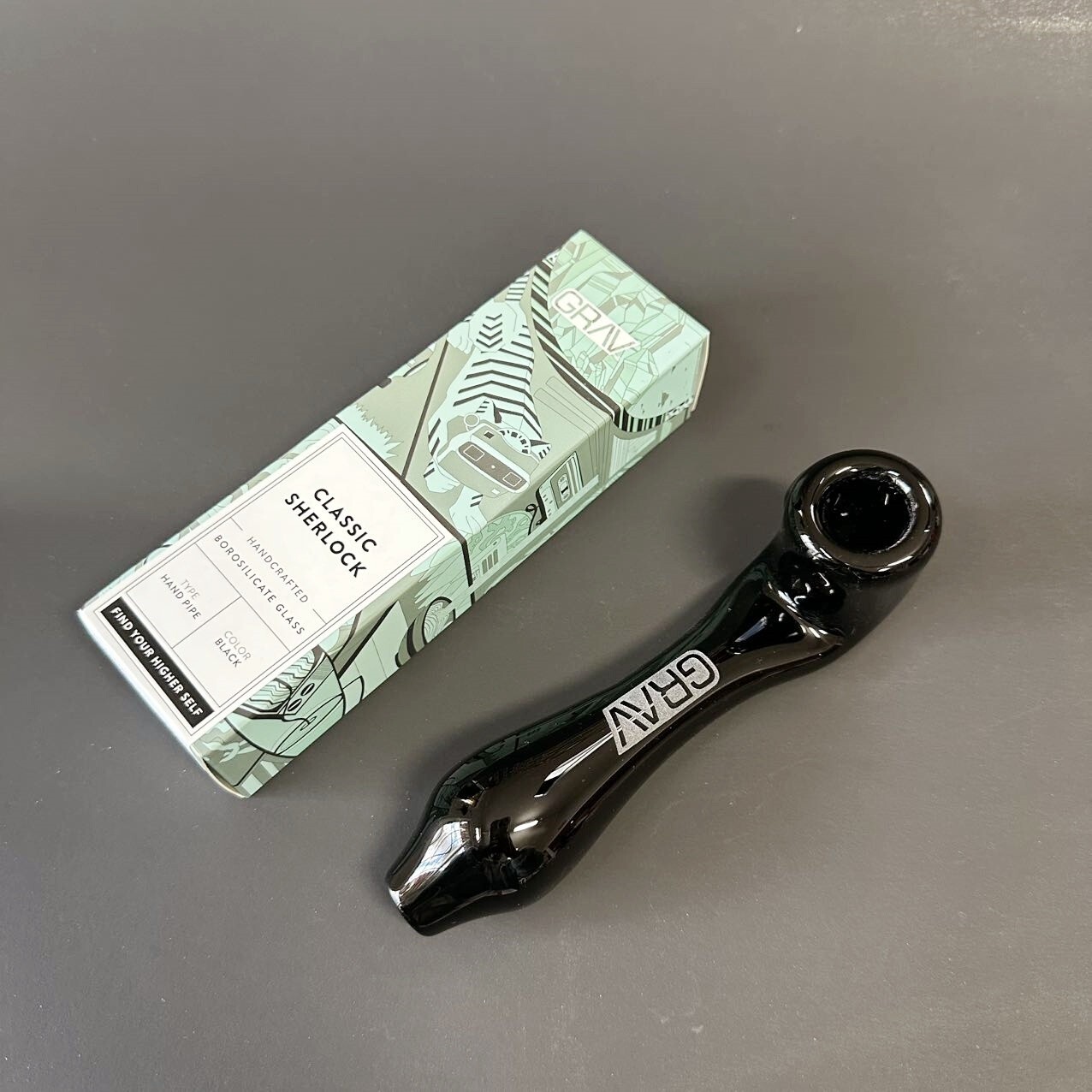 GRAV® 4″ Classic Sherlock Glass Hand Pipe Bowl Pipe — Black / US Seller