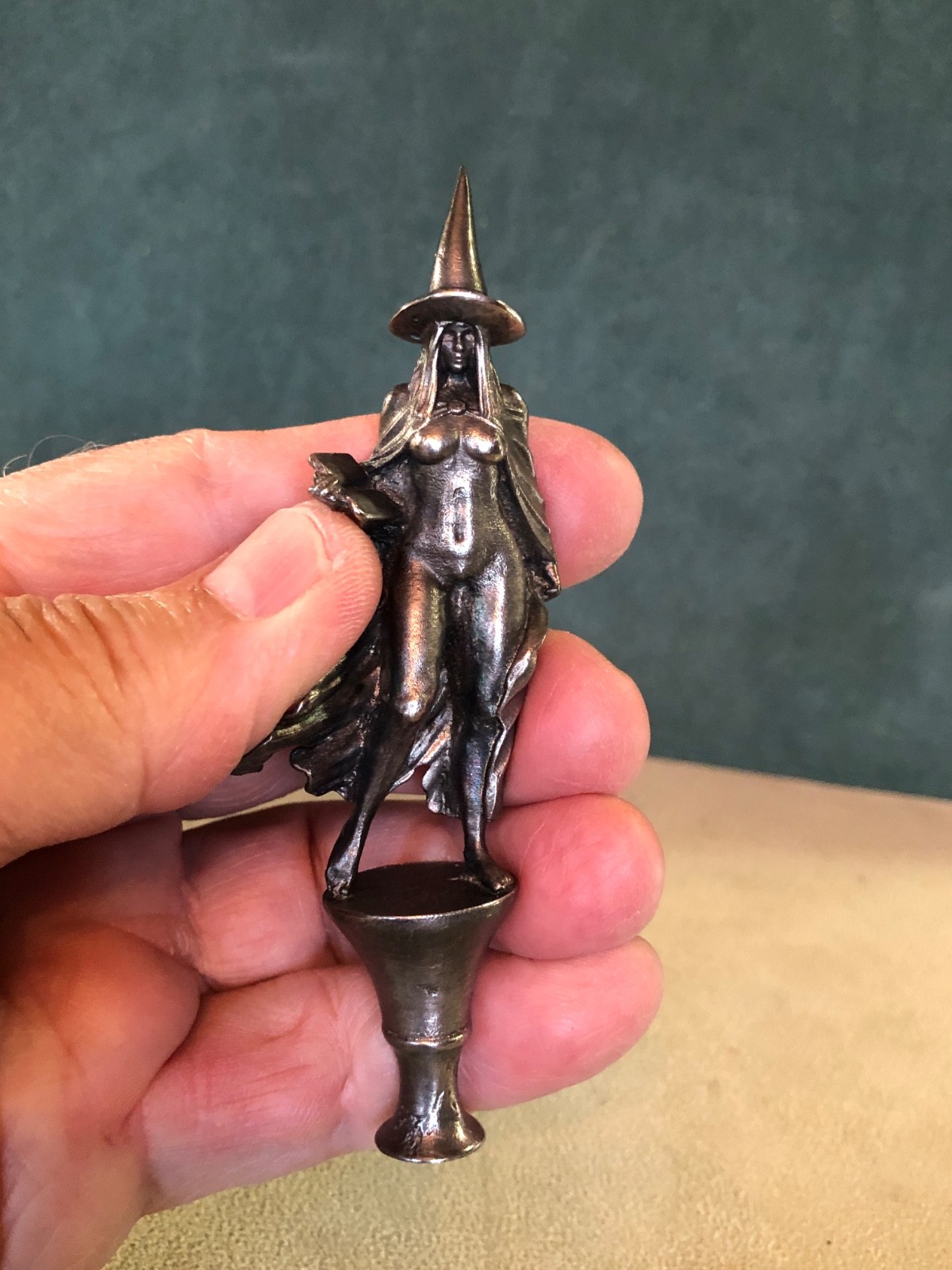 Nude Witch Pipe Tamper, Solid Fine Pewter