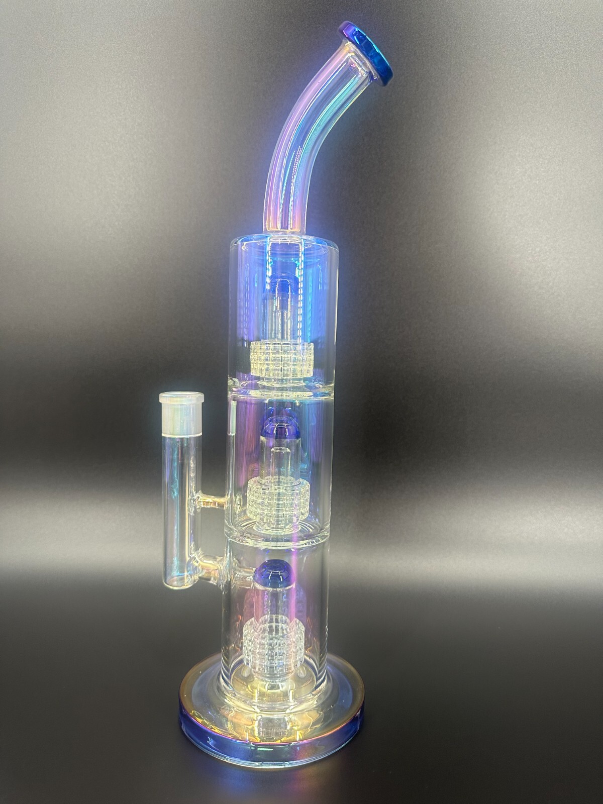 16in Heavy Thick Glass Bong Water Pipe Hookah Bongs with Skull catcher Blue