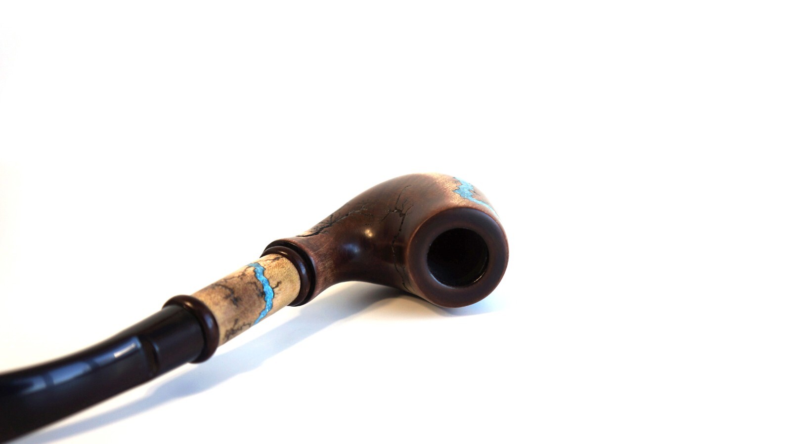 Handcrafted wooden tobacco pipe with Turquoise inlay, 7″ Wooden smoking pipe