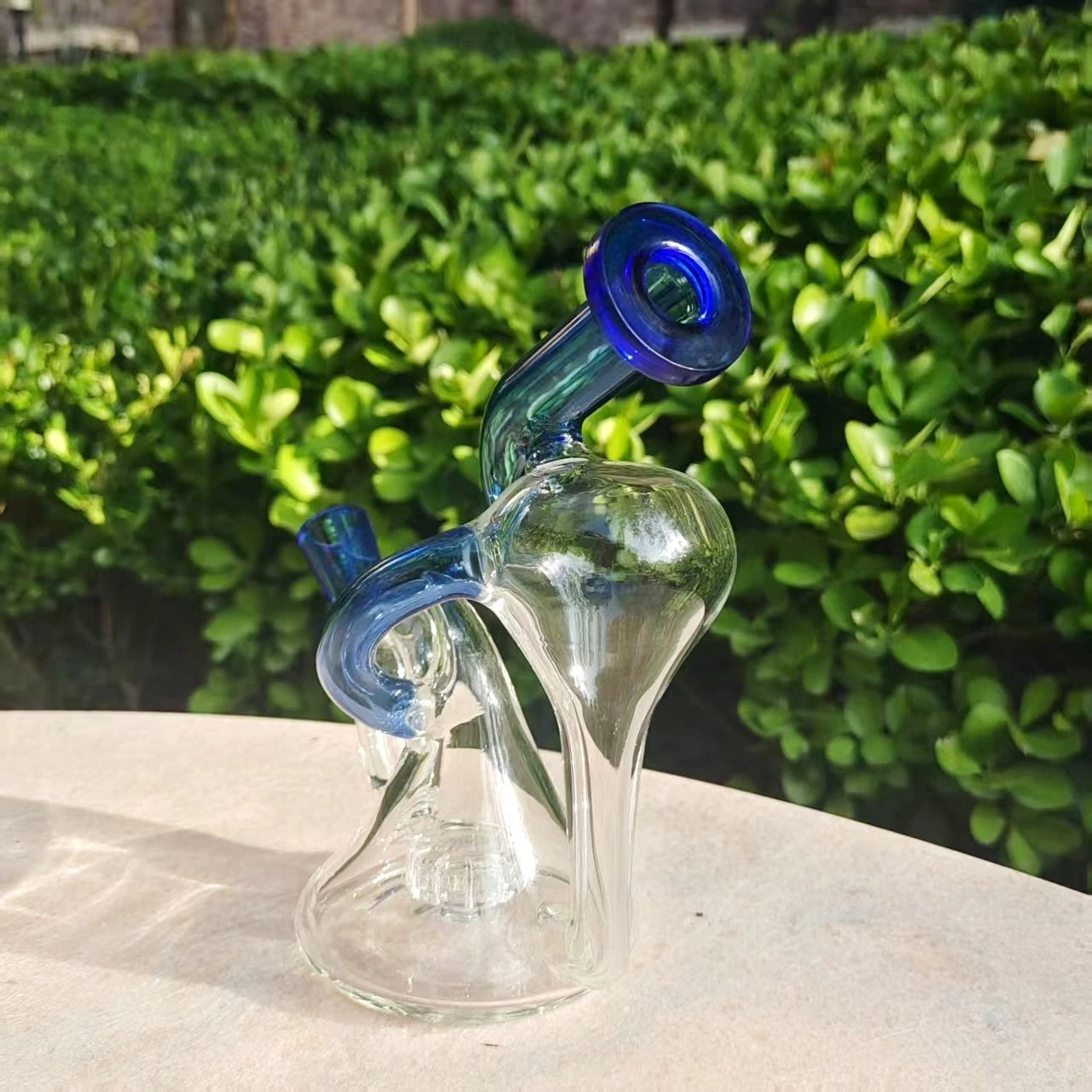 Green 7″ Glass Bong Water Pipe Portable Curved Filter Hookah Bubbler W/Bowl