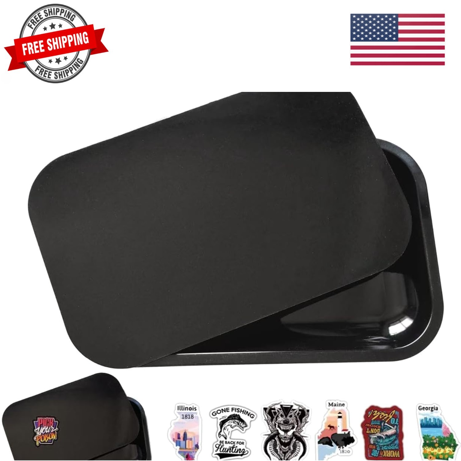 Rolling Tray with Magnetic Lid, Rolling Trays with Cover, Metal Tray with Cov…