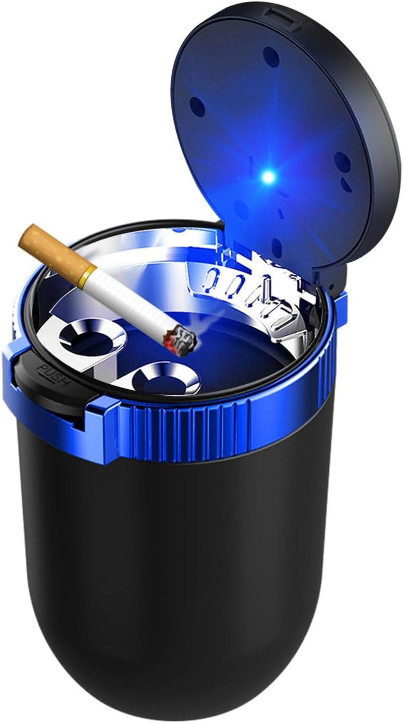 Car Ashtray with Lid, Detachable Stainless Smokeless Auto Ashtray, Portable Mini