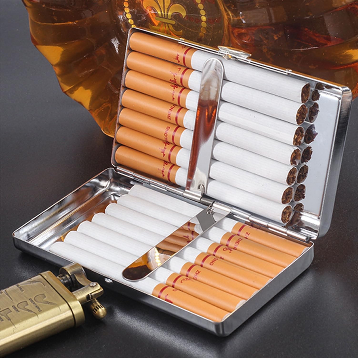 Cigarette Case Metal Holder for Regular King and 100’s Size Can 100mm, Silver