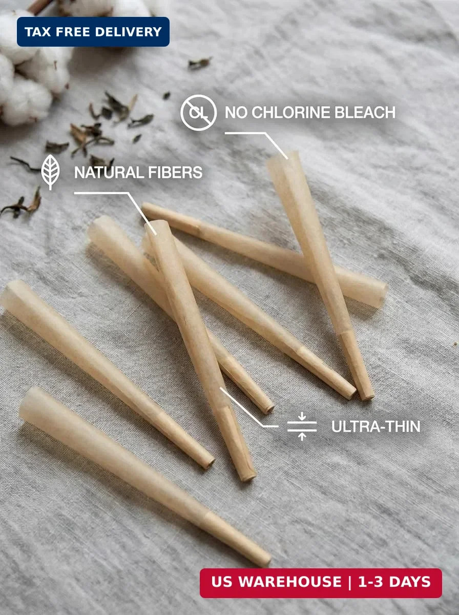 Cones Rolling Paper 108mm Preroll 200 Pack Rolled Cones -Natural Slow-Burning…