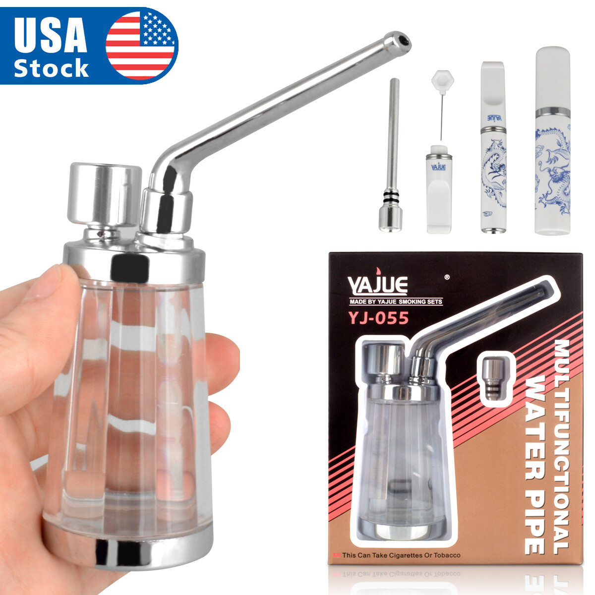 Water Pipe Portable Mini Hookah Shisha Tobacco Smoking Pipes Metal Tube Filter