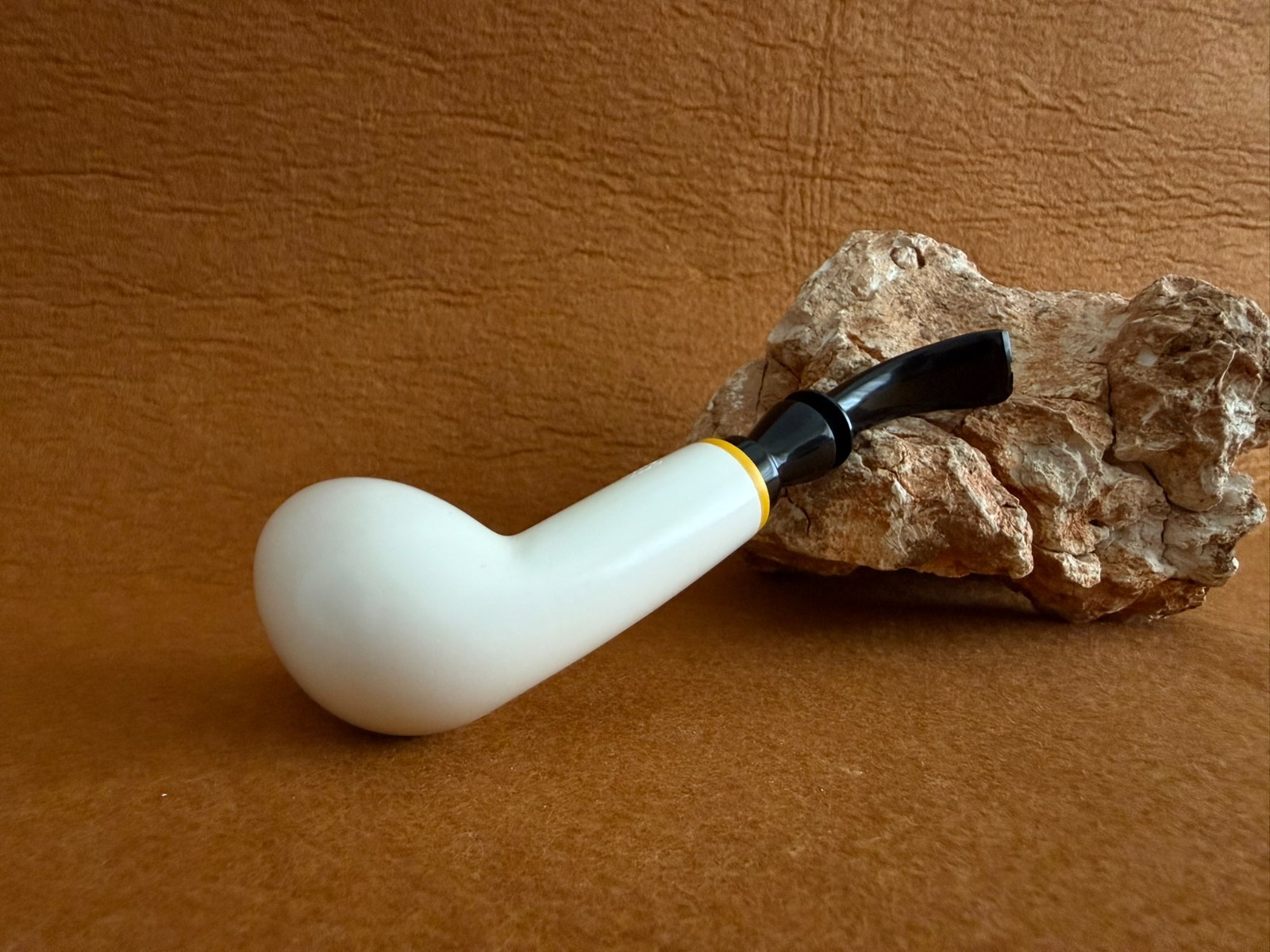 Meerschaum Pipe, Smoking Pipe Smooth Billard Shape with Fitted Case