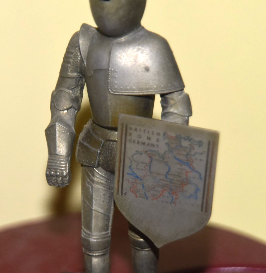 1940’s Weltzunder Knight in Armor Shield Table Lighter British Zone Germany