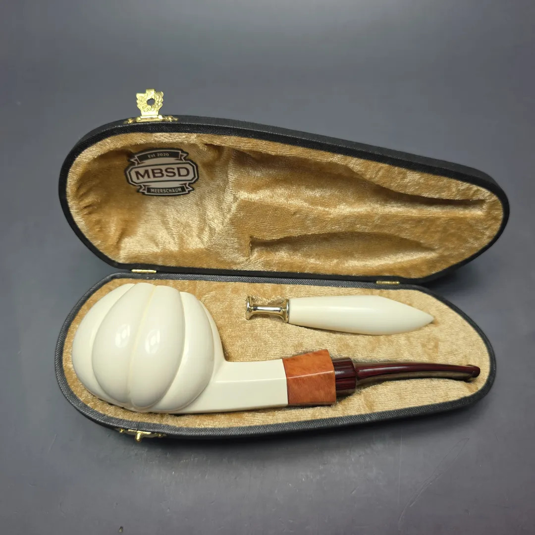 MBSD Meerschaum Premier Panel Tomato w/ Case & Tamper Meerschaum Pipe, New