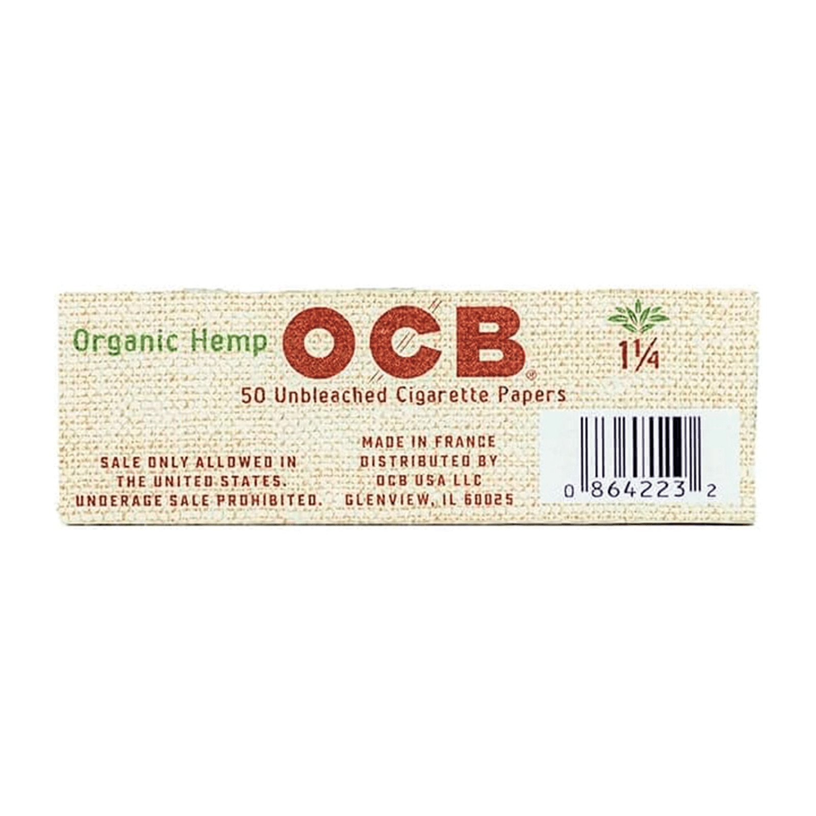 OCB Organic 1 1/4 Rolling Paper Unbleached 1.25 Cigarette Paper 5 Booklets