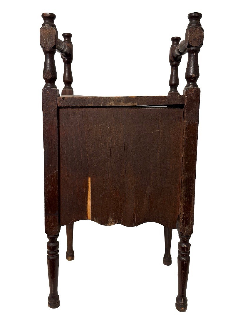 Antique 1920 Walnut Smoker Cabinet Humidor Smoking Stand Copper Lined Table Prim