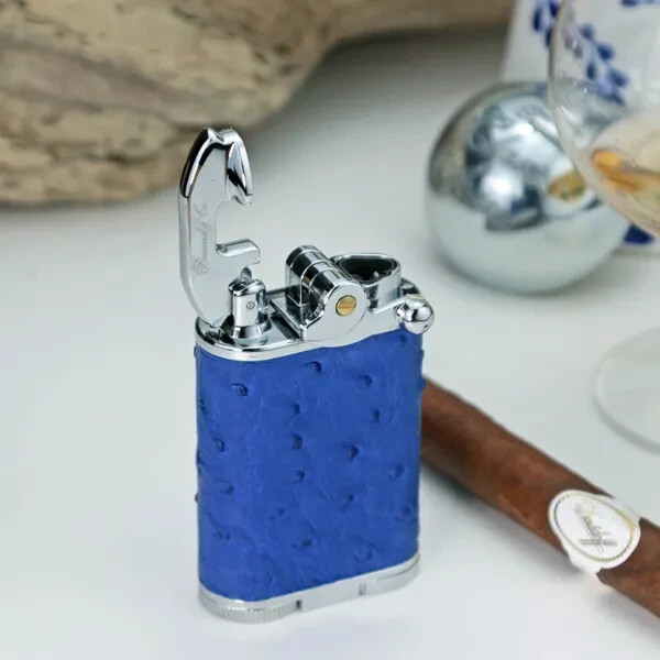 BRIZARD & CO TRIPLE JET TORCH CIGAR TABLE LIGHTER GATSBY AUGUSTA GREEN LEATHER
