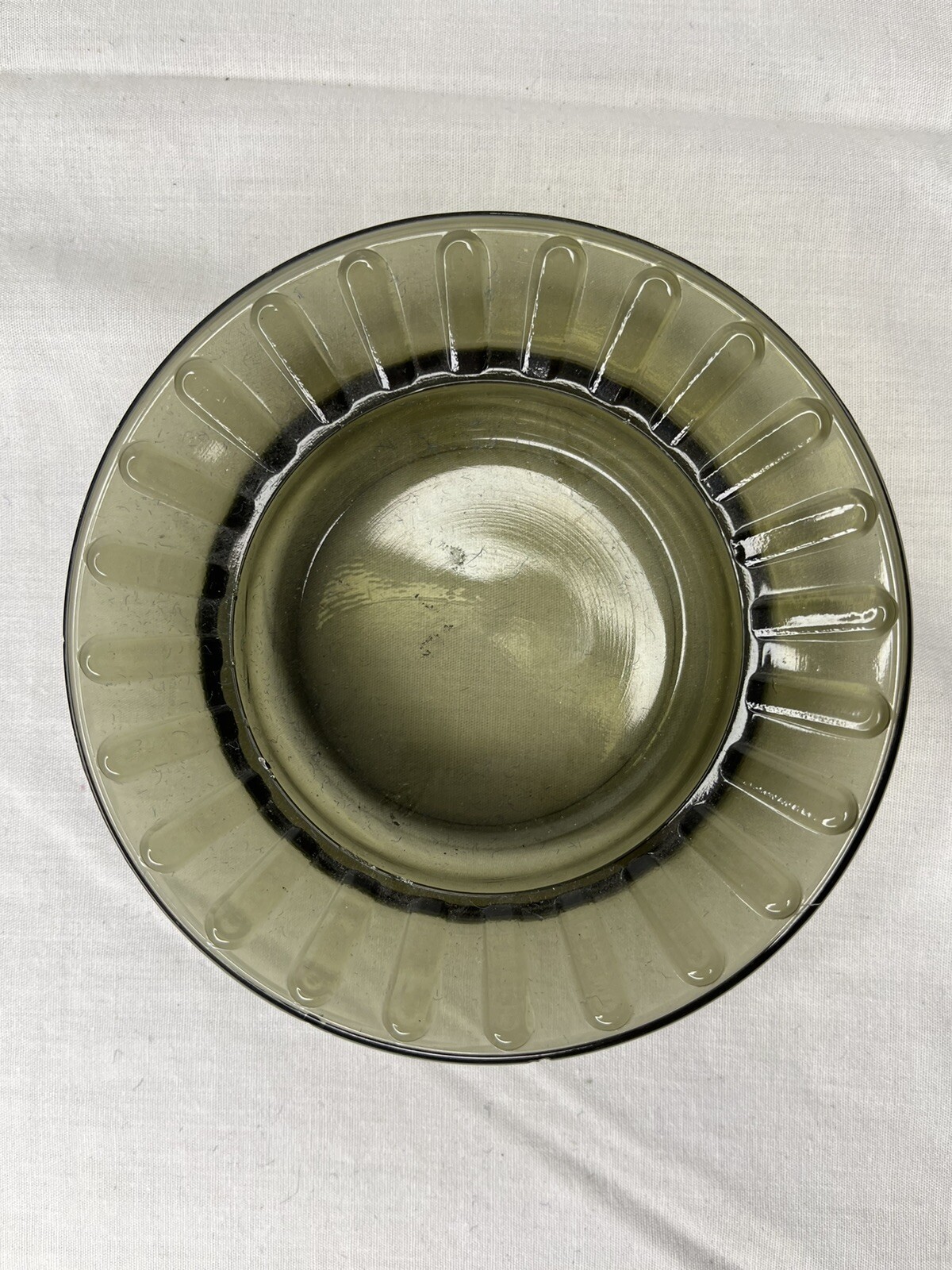 Vintage Lot Of 4 Glass Ashtrays Amber, Clear, Greenish Gray