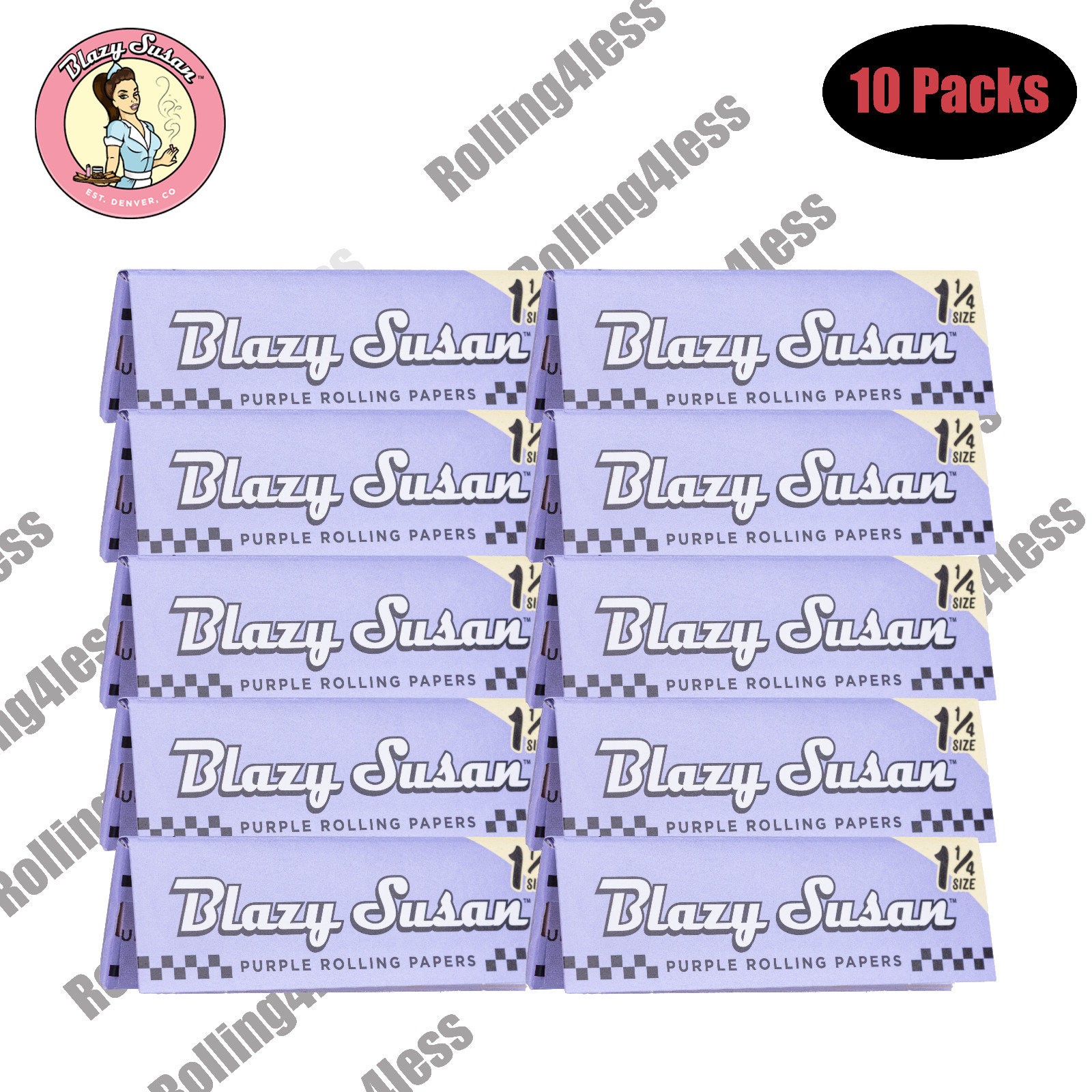 Blazy Susan Purple 1 1/4 Rolling Paper | 10 Packs Deal